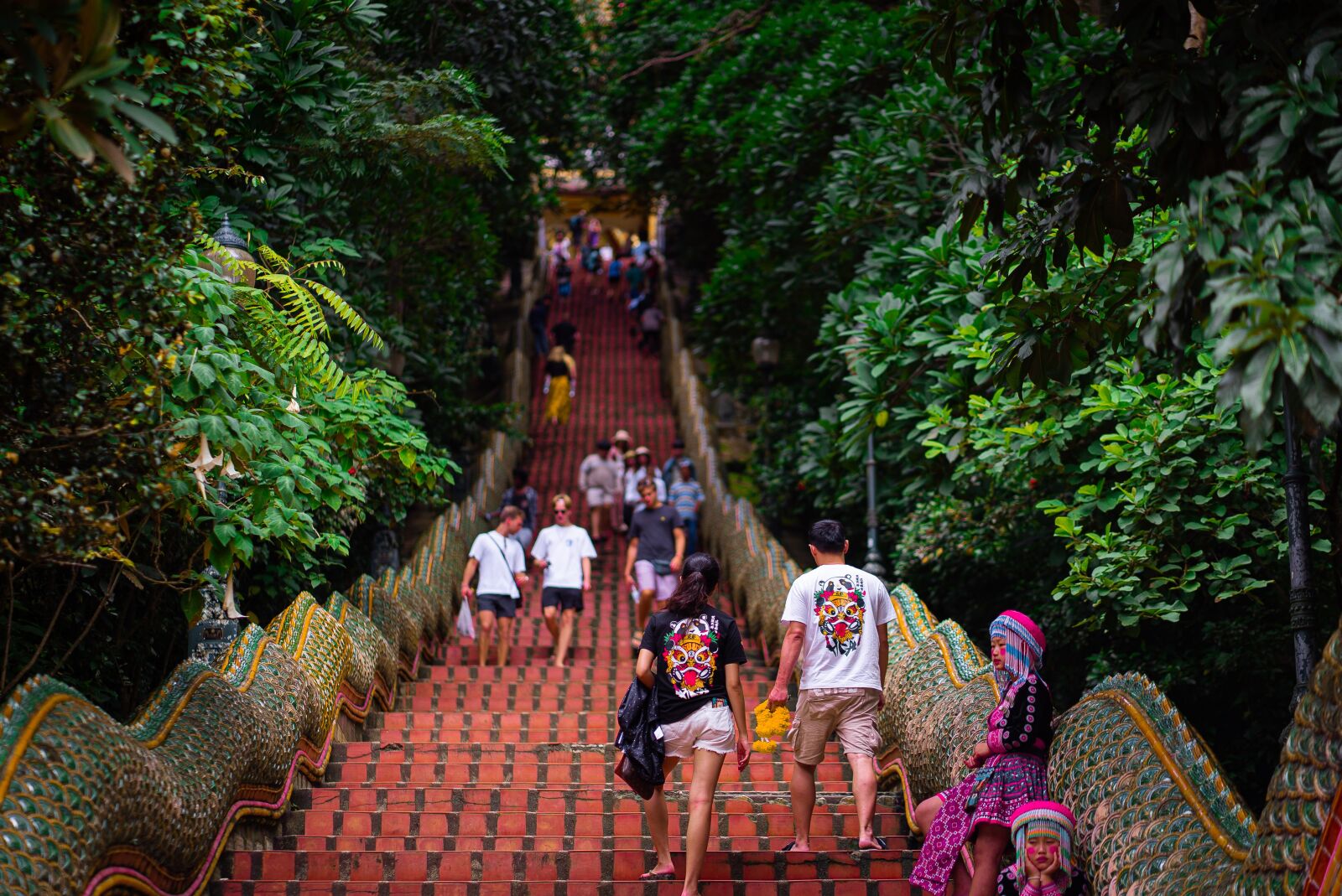 Sony FE 85mm F1.8 sample photo. Thailand, stairs, forest photography