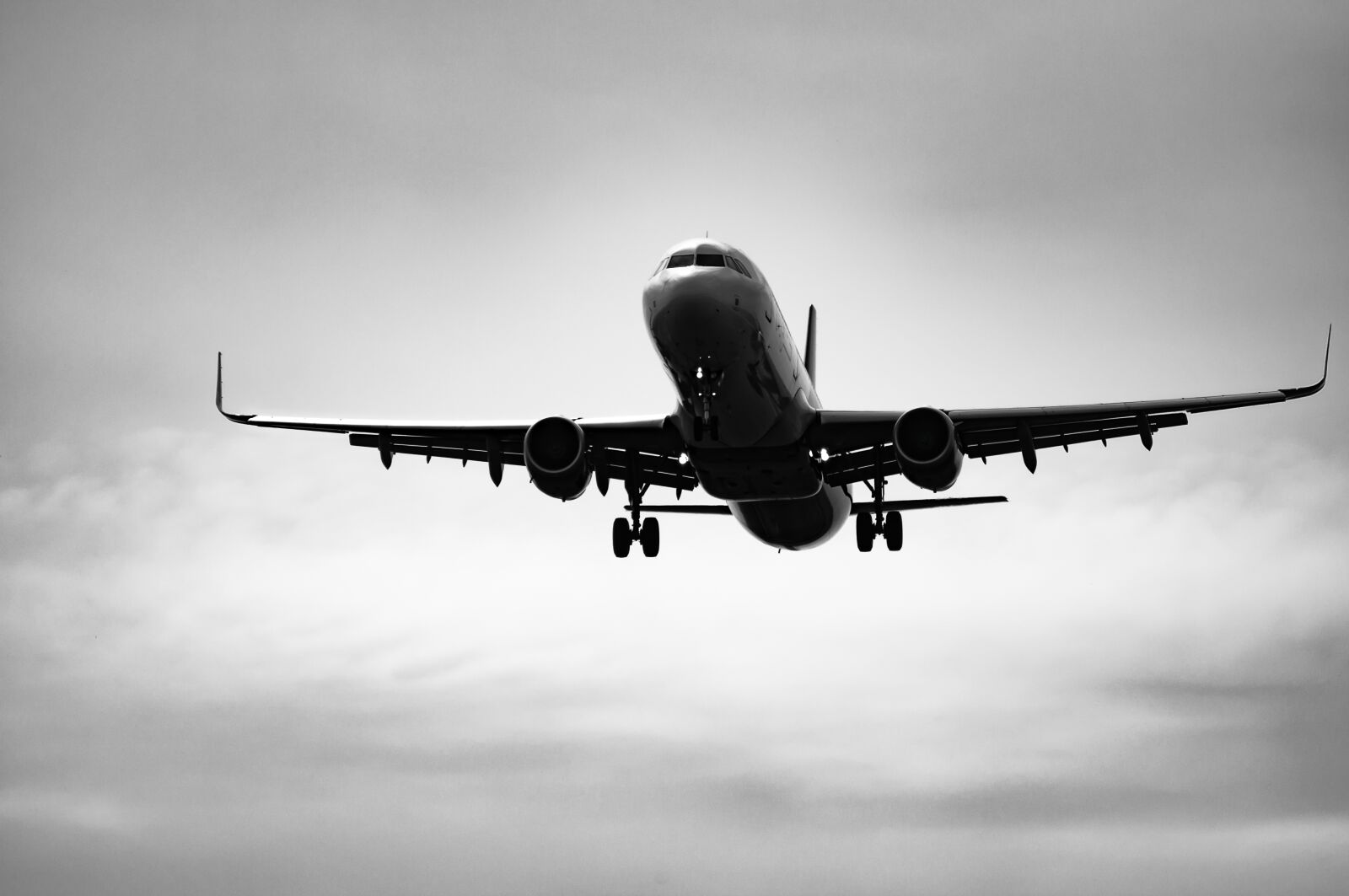 Nikon D90 sample photo. Black and white, airplane photography