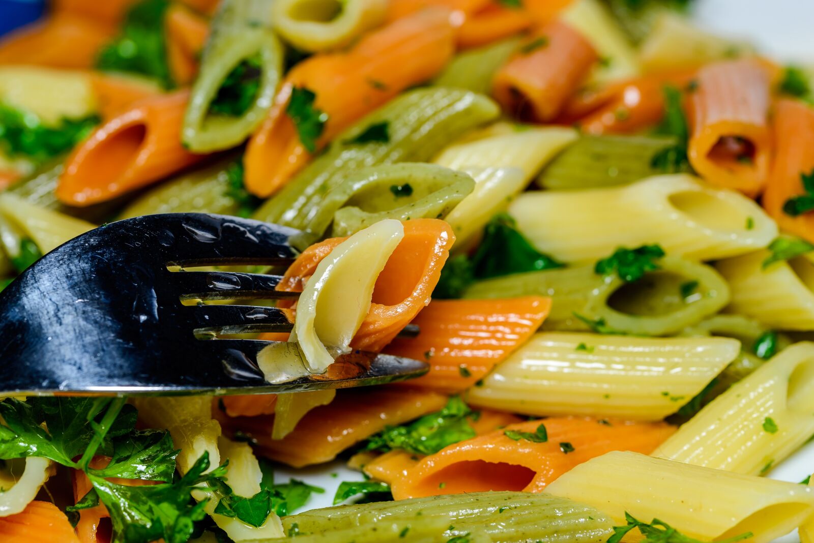 Nikon D610 sample photo. Penne, pasta, parsley photography
