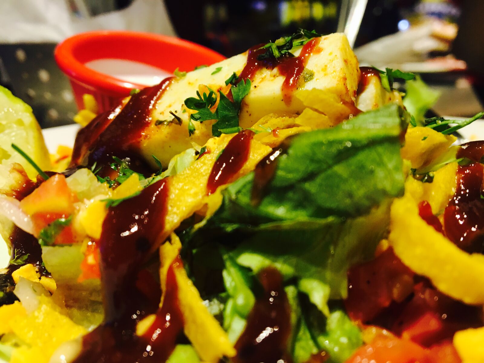 iPhone 6s back camera 4.15mm f/2.2 sample photo. Maxicansalad, paneer, salad photography