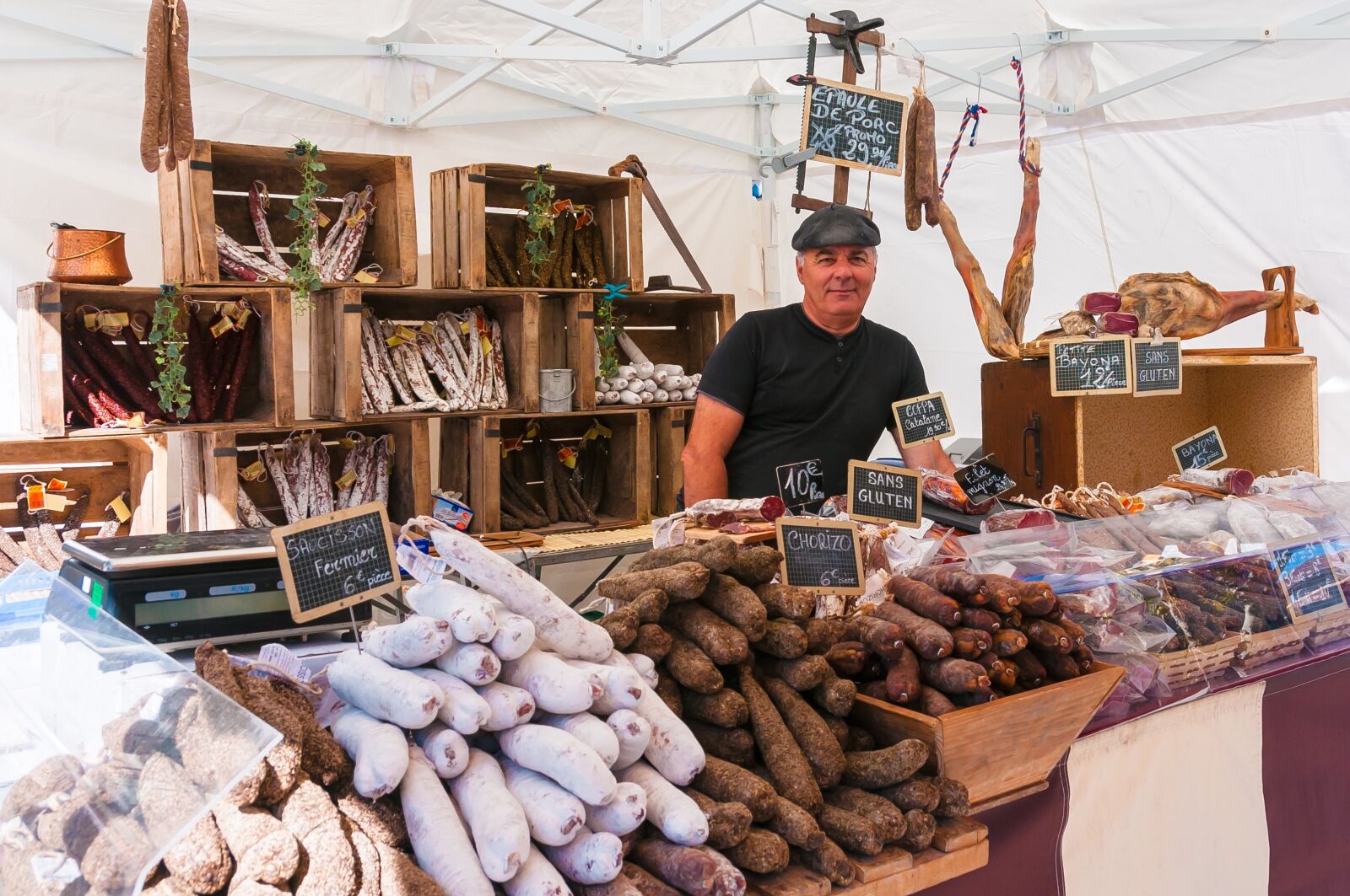 Nikon D300S sample photo. Market, stall, sausage photography