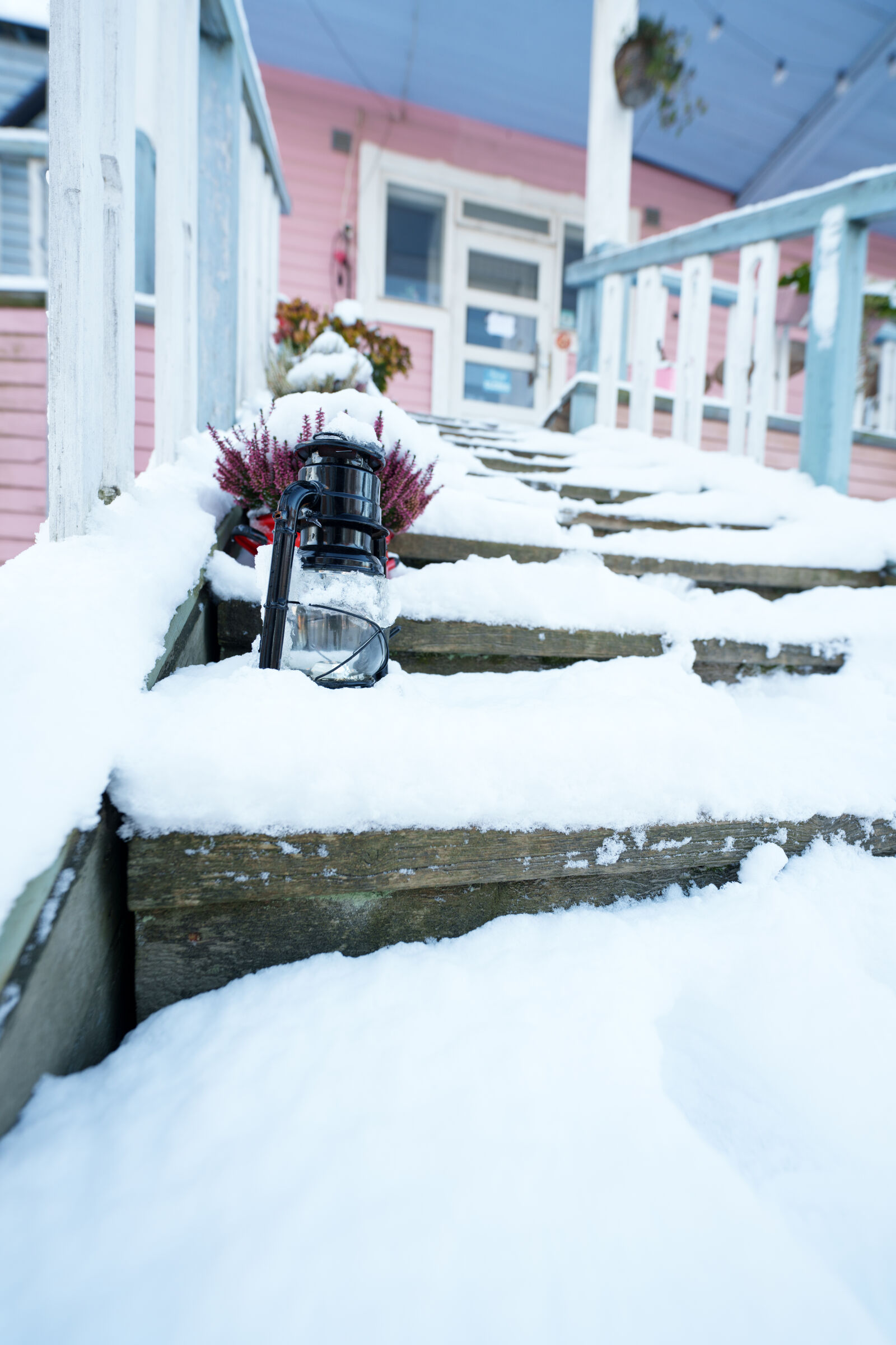 Sigma 14mm F1.4 DG DN sample photo. Snowy staircase photography