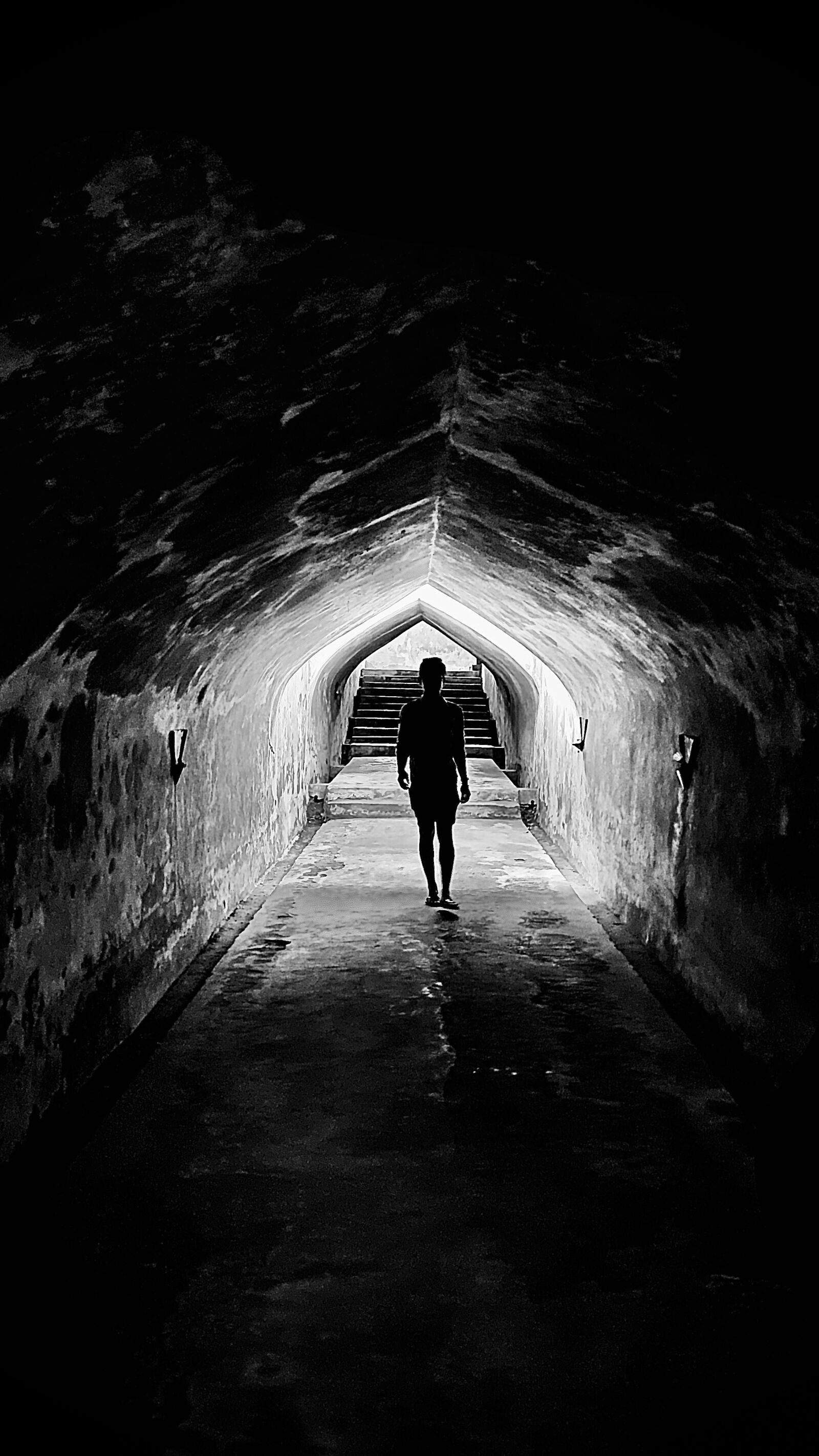 Apple iPhone 11 Pro Max sample photo. Black and white, tunnel photography