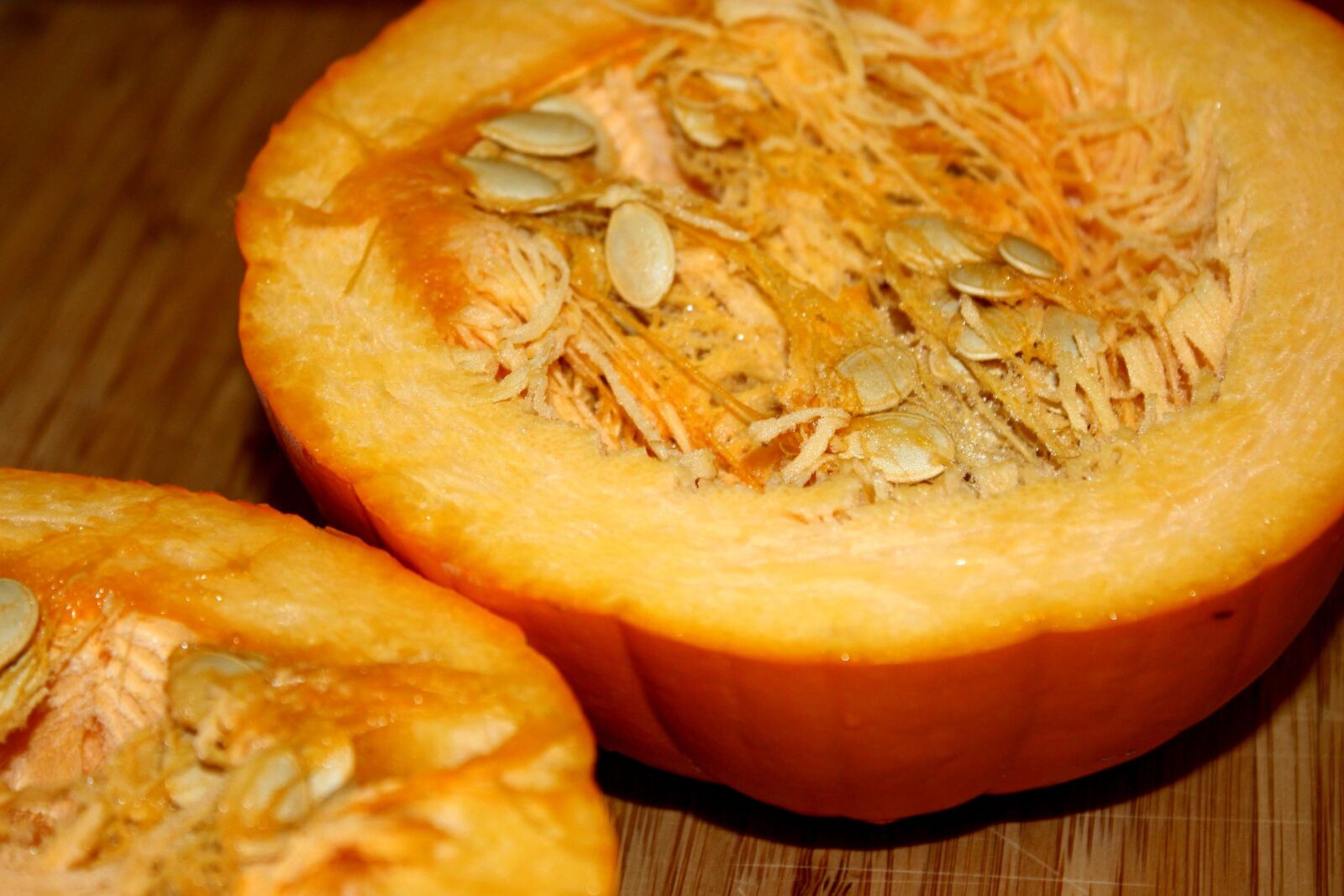 f/3.5-5.6 IS sample photo. Pumpkin cut half, pumpkin photography