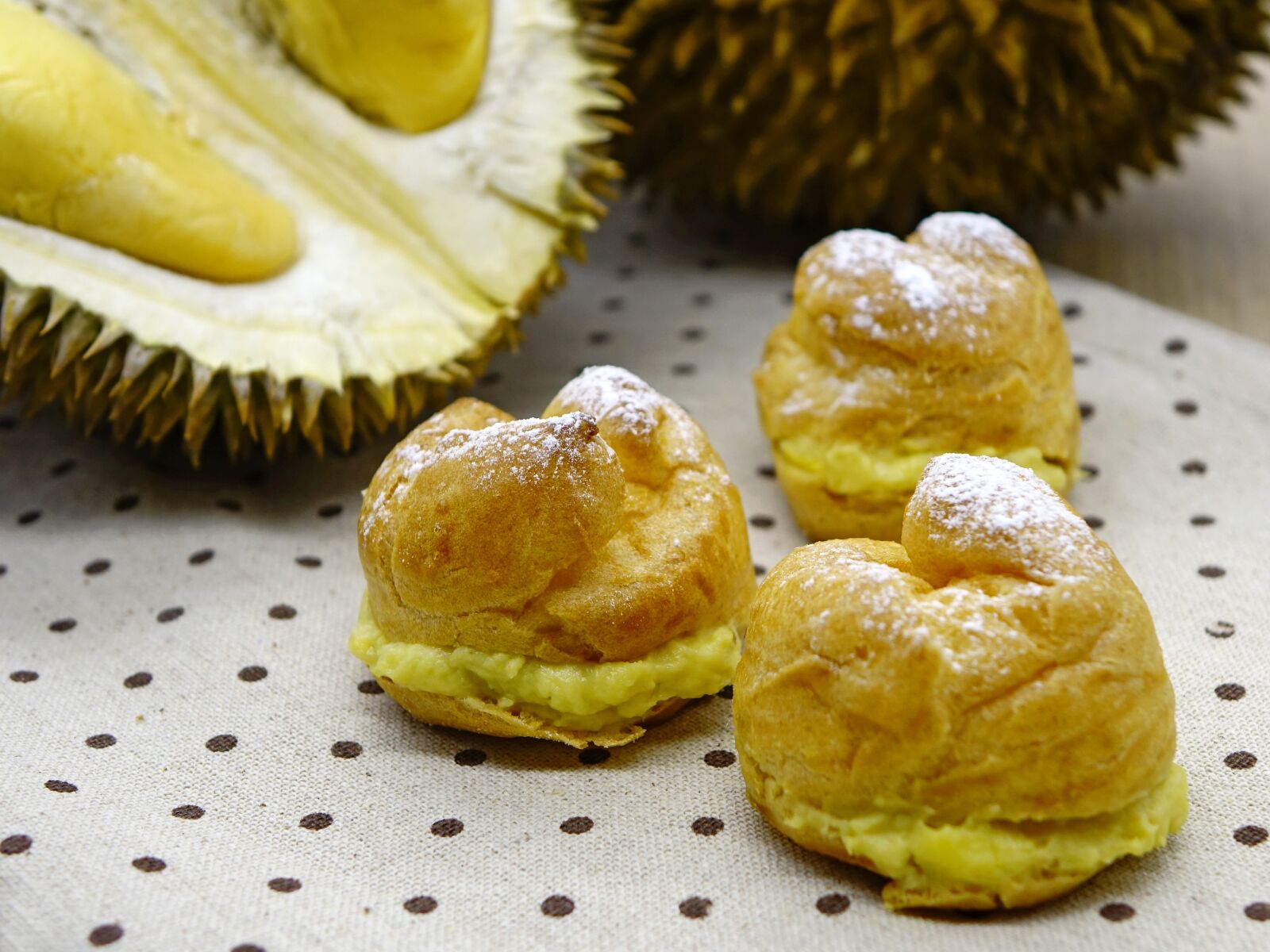Sony Cyber-shot DSC-RX10 sample photo. Durian puff, pastry, bakery photography