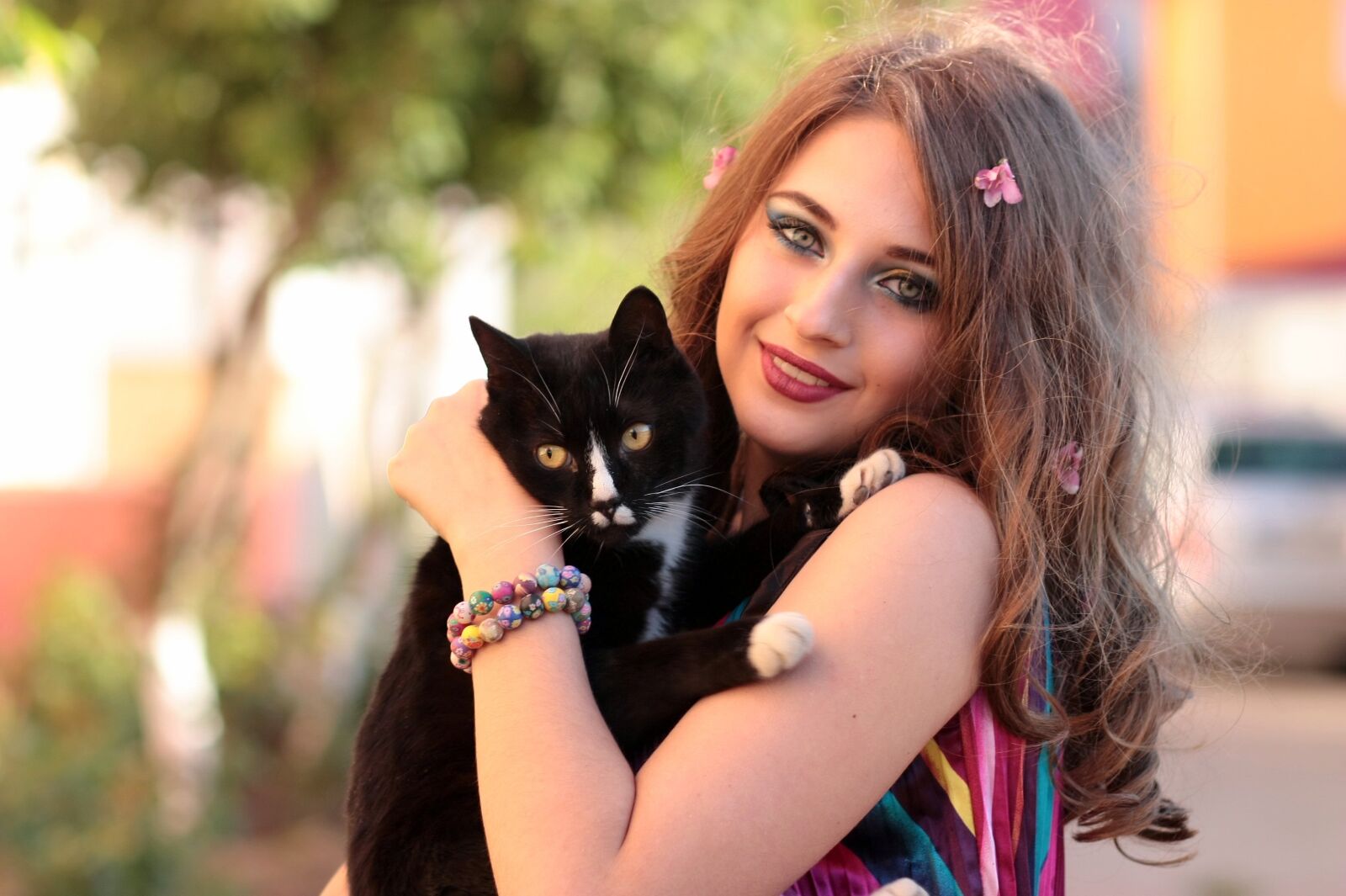 Canon EOS 450D (EOS Rebel XSi / EOS Kiss X2) sample photo. Girl, cat, love photography