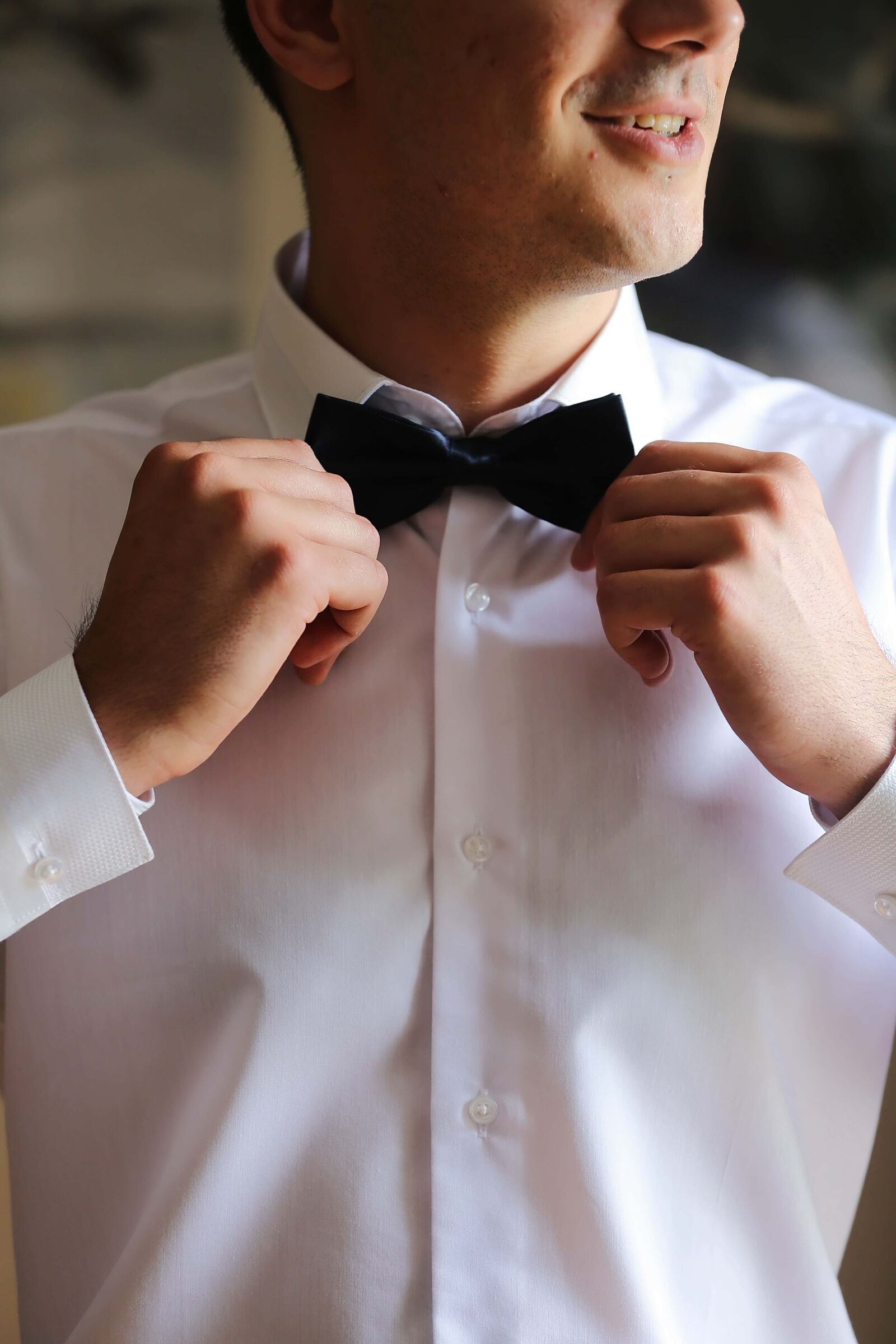 Canon EF 70-200mm F2.8L IS II USM sample photo. Bowtie, hands, businessman, tuxedo photography