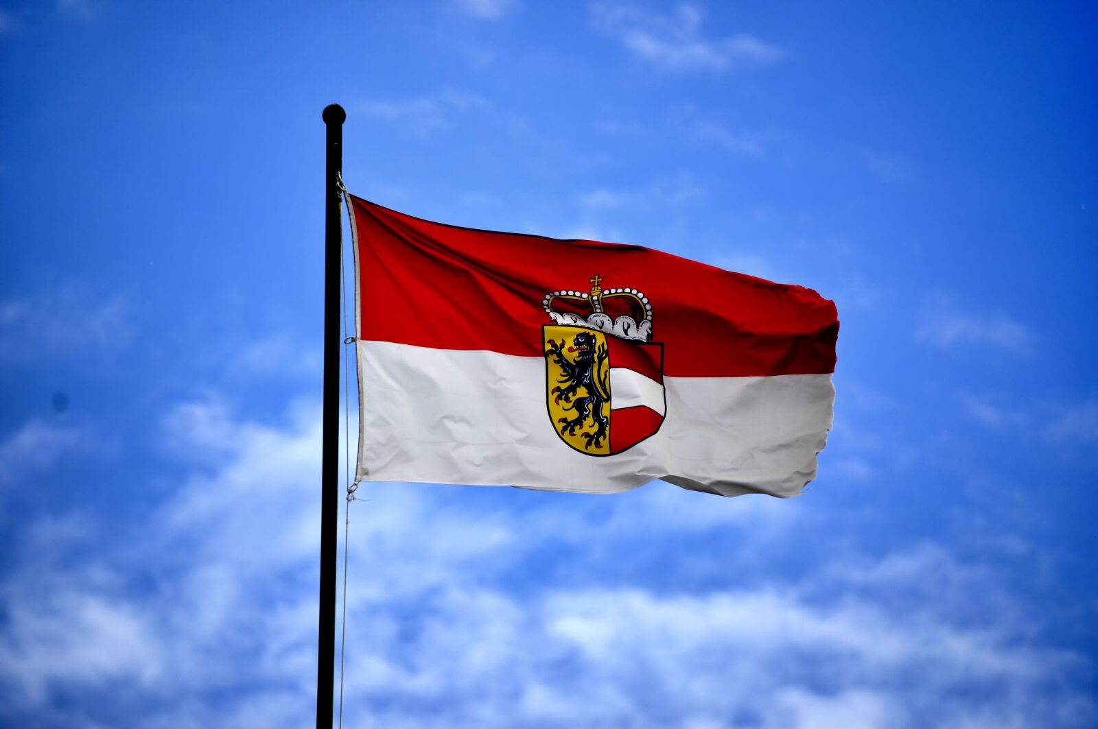 Nikon D90 sample photo. Clouds, flag, flag pole photography