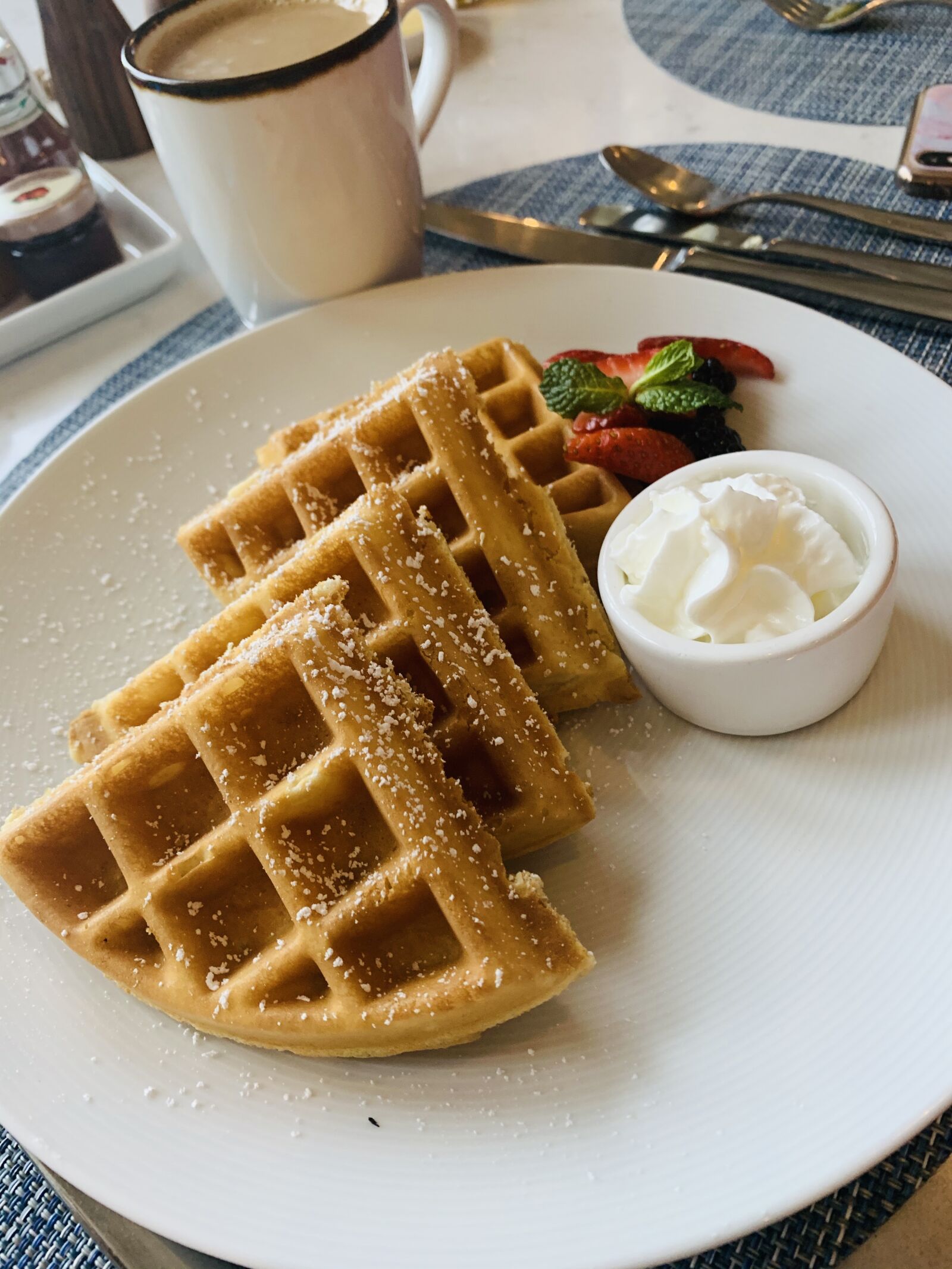 iPhone XR back camera 4.25mm f/1.8 sample photo. Waffle, breakfast, food photography