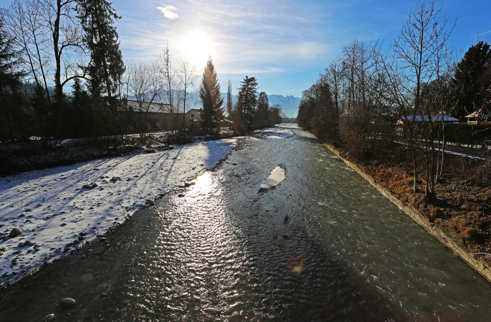 Canon EOS 5D Mark III + Canon EF 17-40mm F4L USM sample photo. Landscape, river, snow, switzerland photography