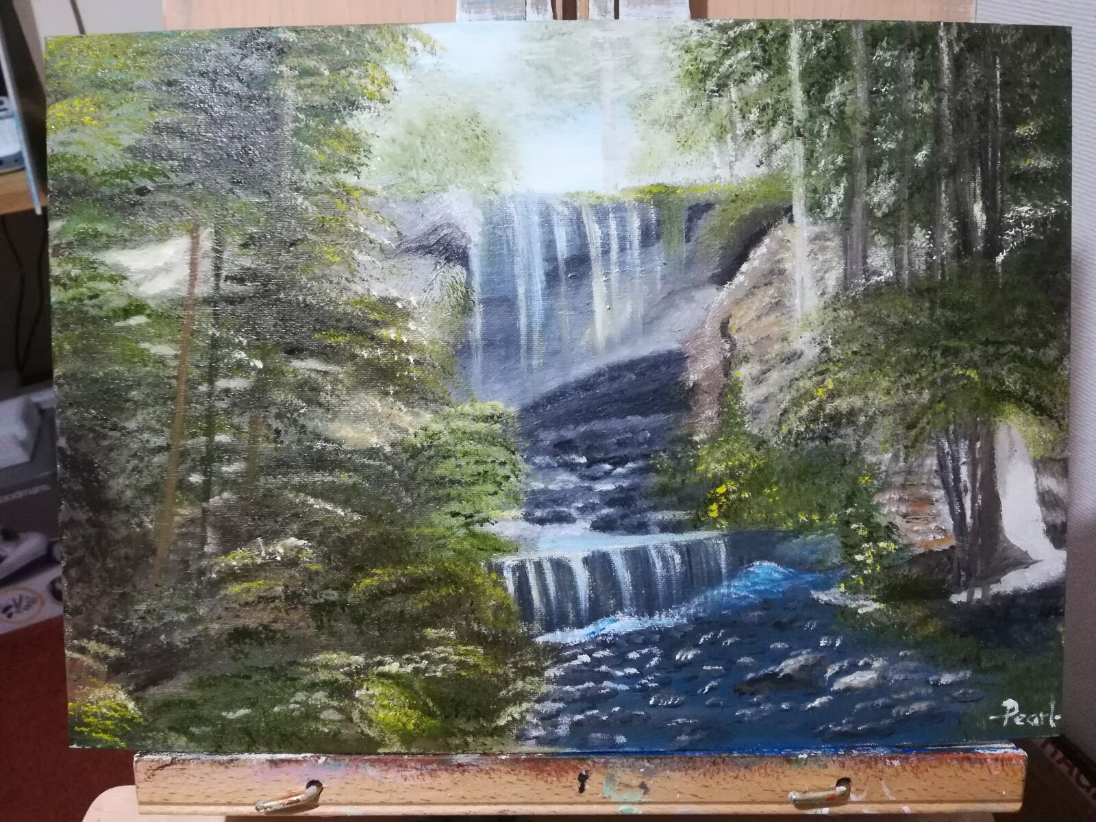 HUAWEI P10 lite sample photo. Waterfall, rocks, forest photography