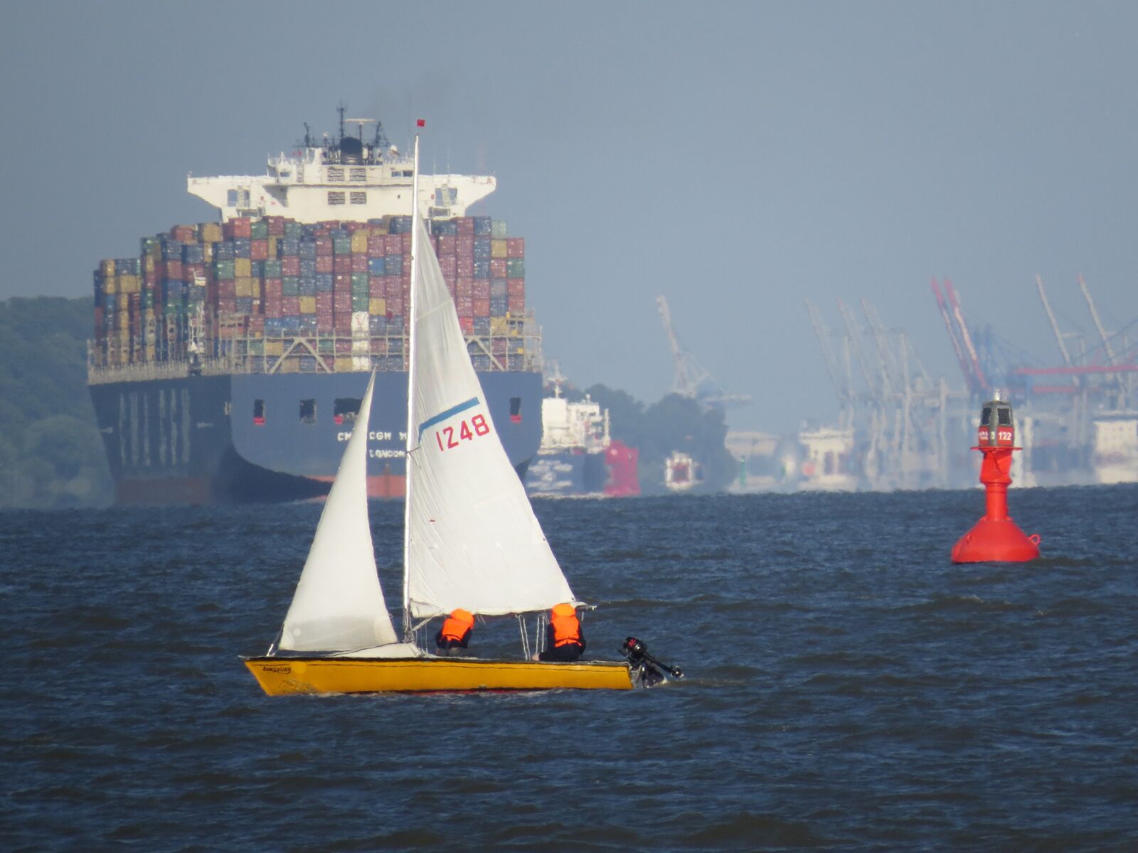 Canon PowerShot SX50 HS sample photo. Ship, container, elbe photography