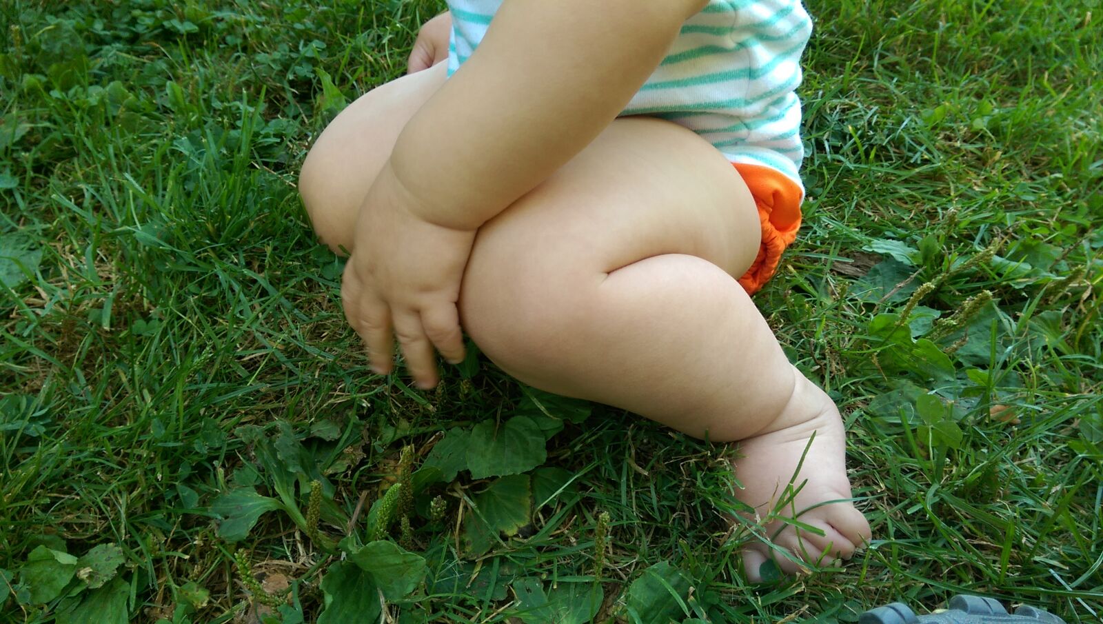 HTC ONE M8 sample photo. Baby, grass, legs, summer photography