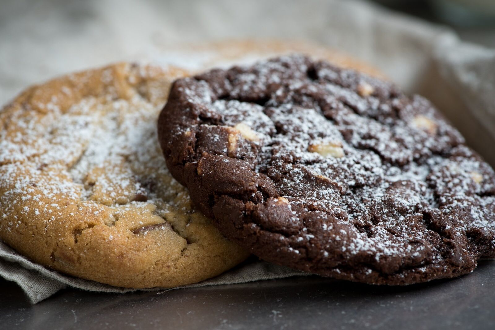 Nikon D750 sample photo. Cookies, two, chocolate cookie photography