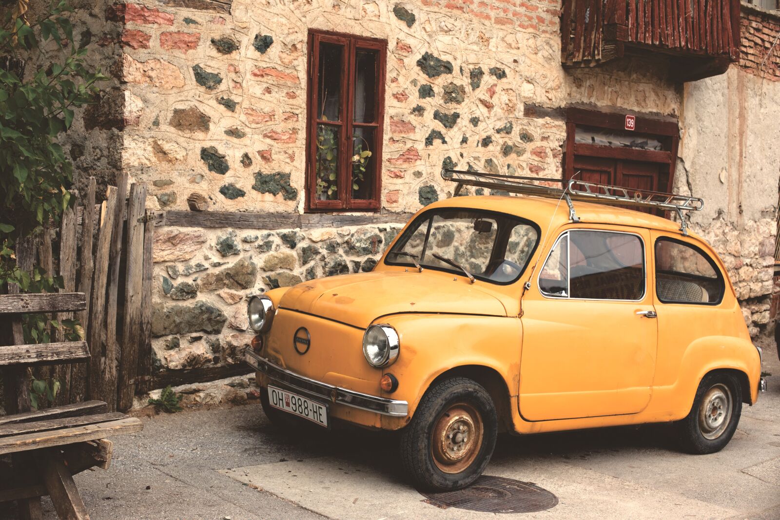 Canon EOS 6D + Canon EF 50mm F1.4 USM sample photo. Yellow, car, vintage photography