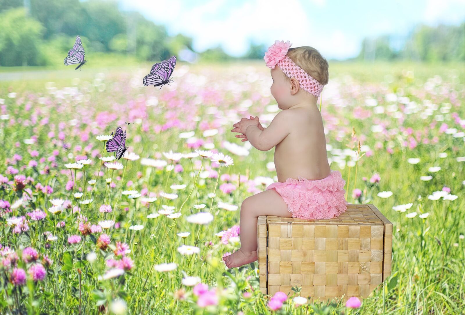 Canon EOS 5D Mark III sample photo. Baby, girl, butterflies photography