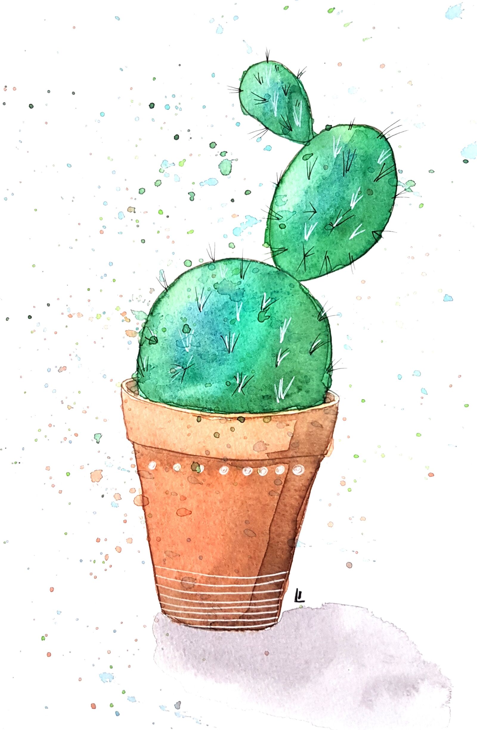 Samsung Galaxy S7 sample photo. Watercolor, cactus, plant photography