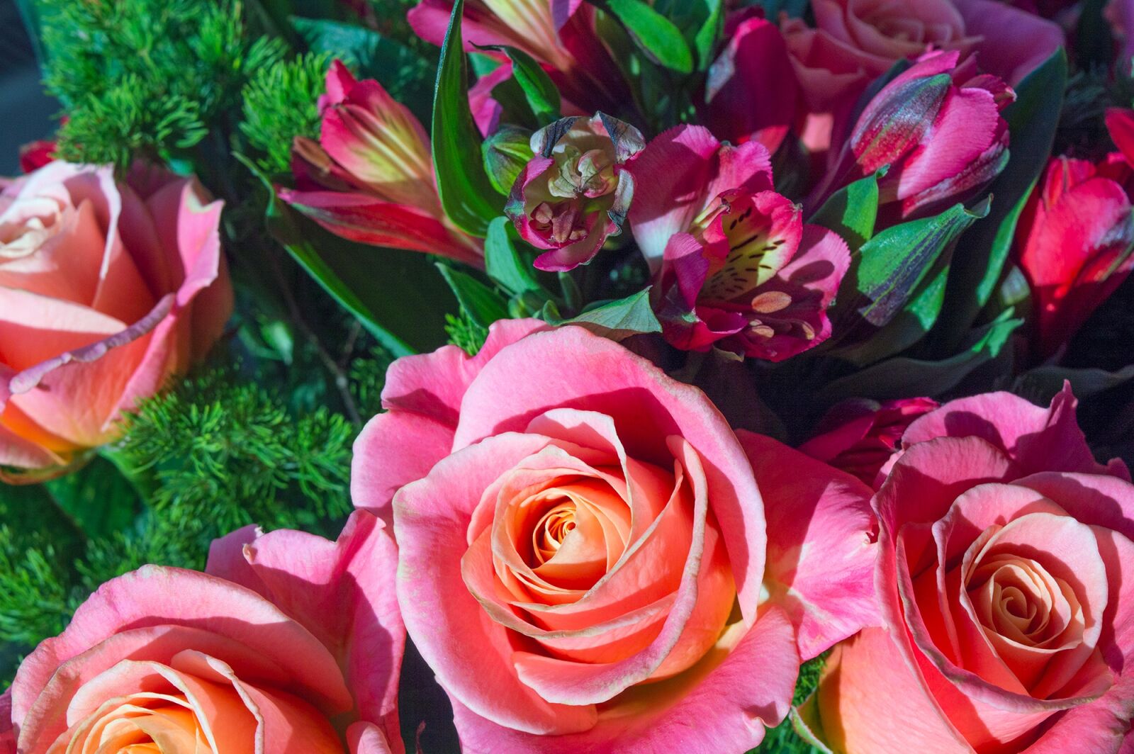 Nikon D3200 sample photo. Bouquet, roses, alstroemeria photography