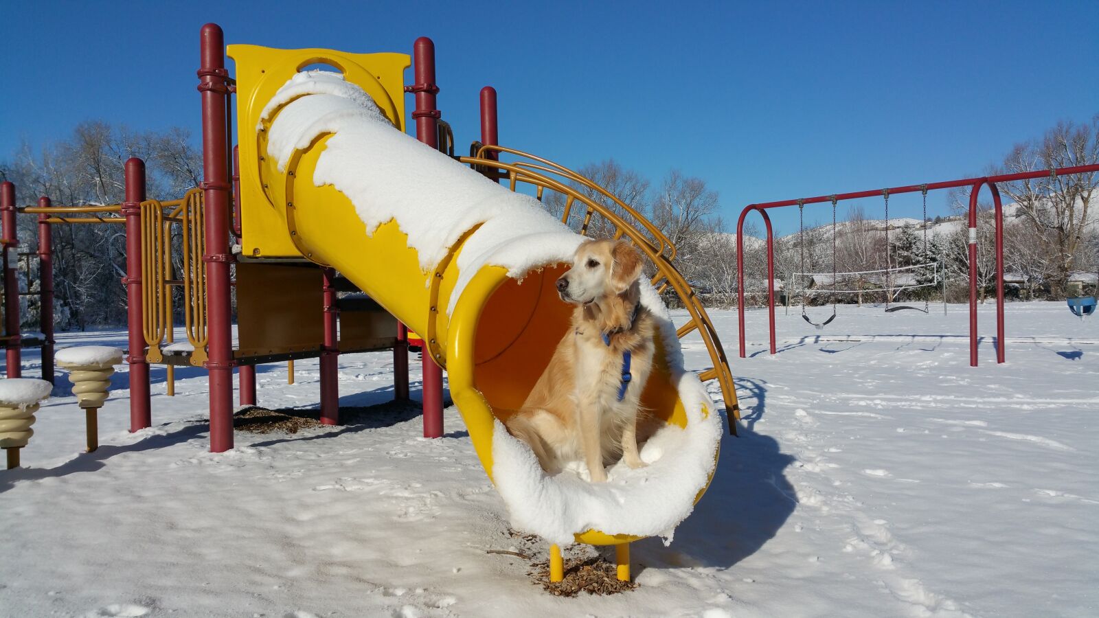 Samsung Galaxy Note4 sample photo. Playground, winter, slide photography