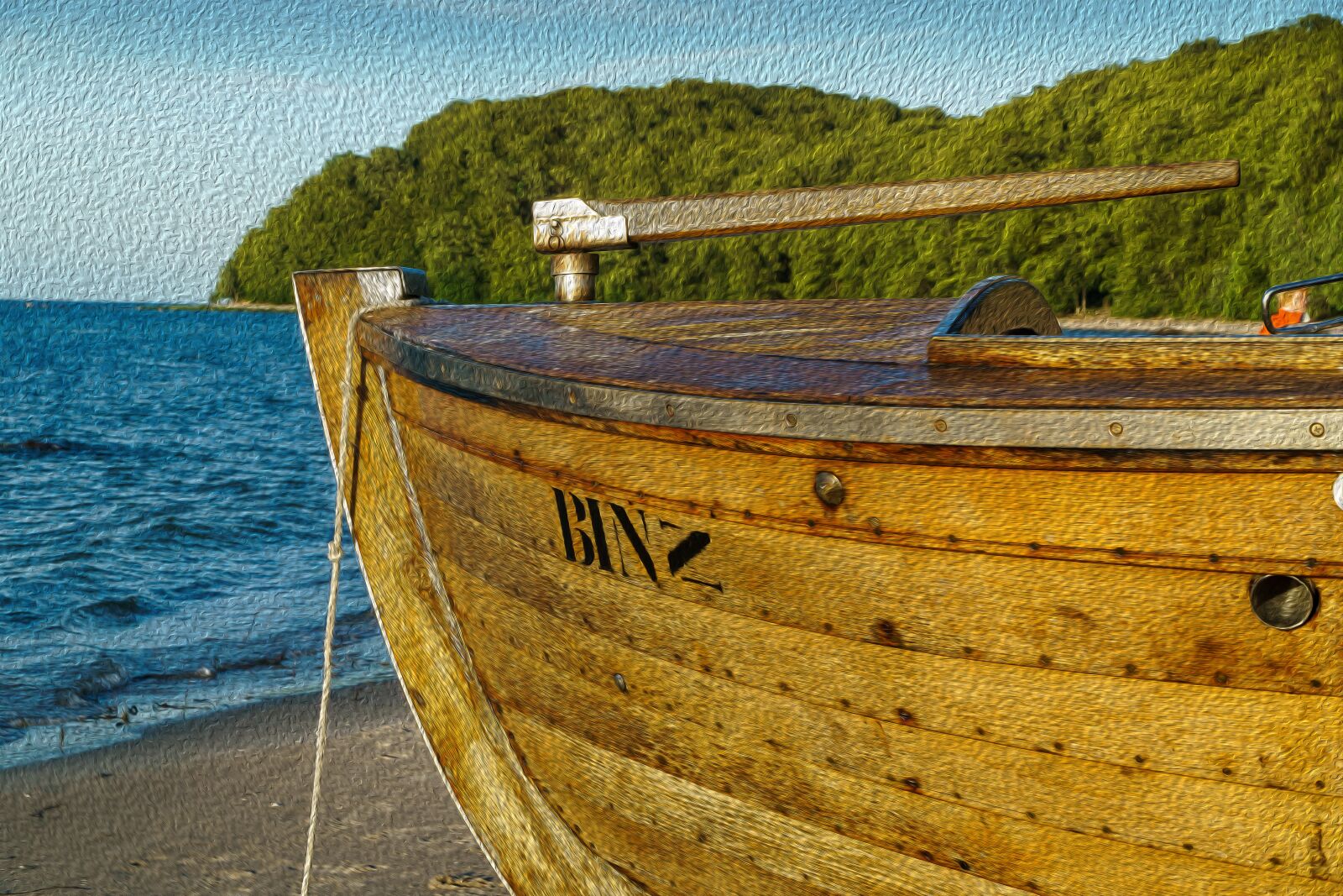 Sony a6000 + Sony E PZ 18-105mm F4 G OSS sample photo. Boat, sea, painting photography