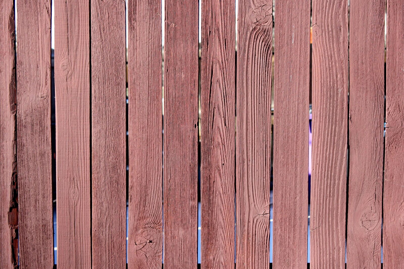 f/3.5-5.6 IS sample photo. Red stained fence, texture photography