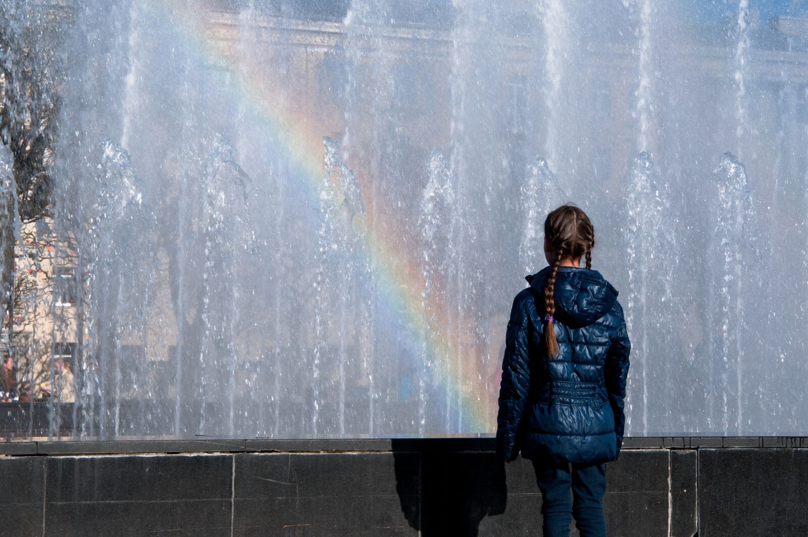 Nikon D300S sample photo. Fountain, rainbow, sky photography