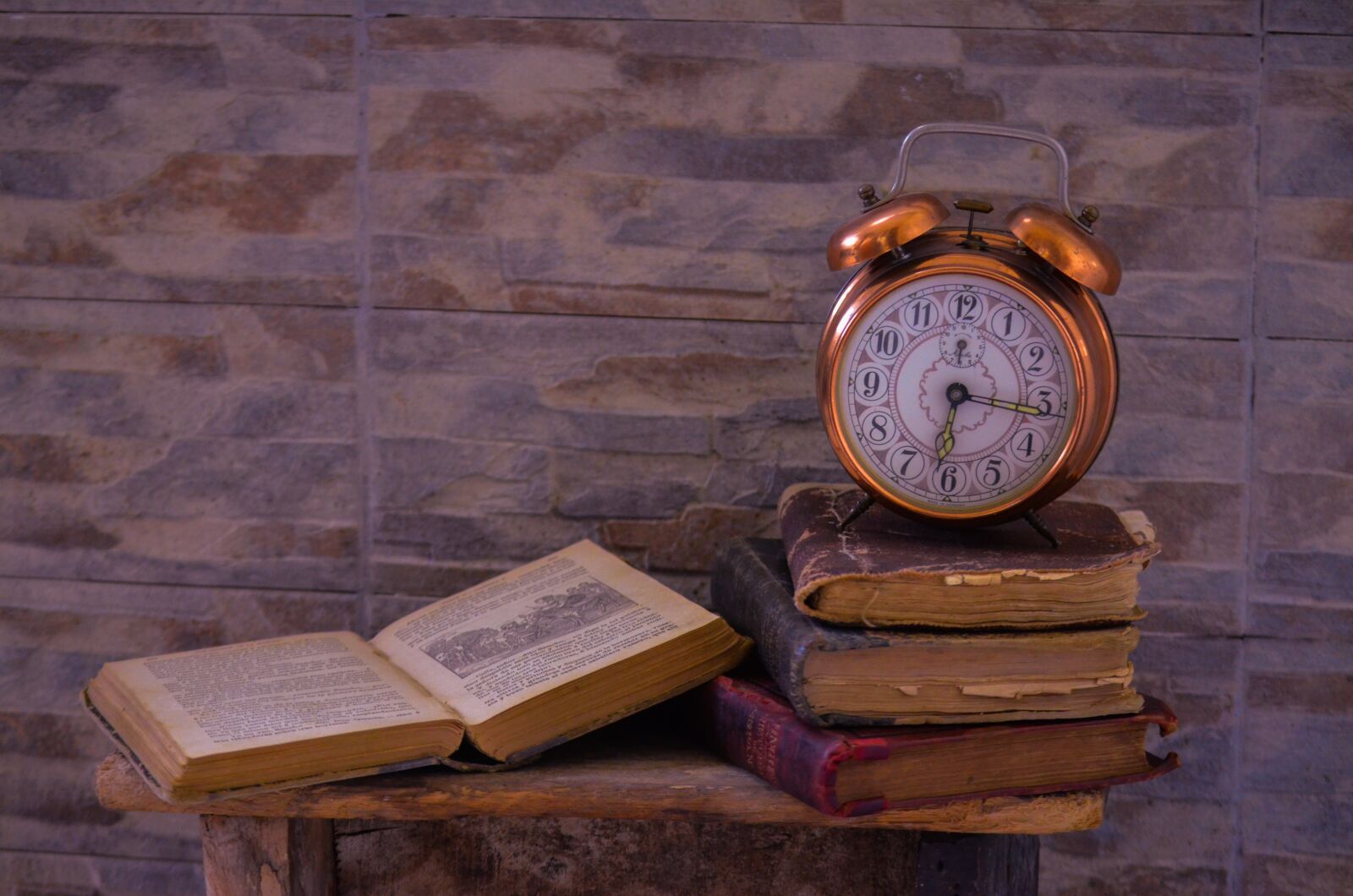 Nikon D5100 sample photo. Vintage, clock, books photography