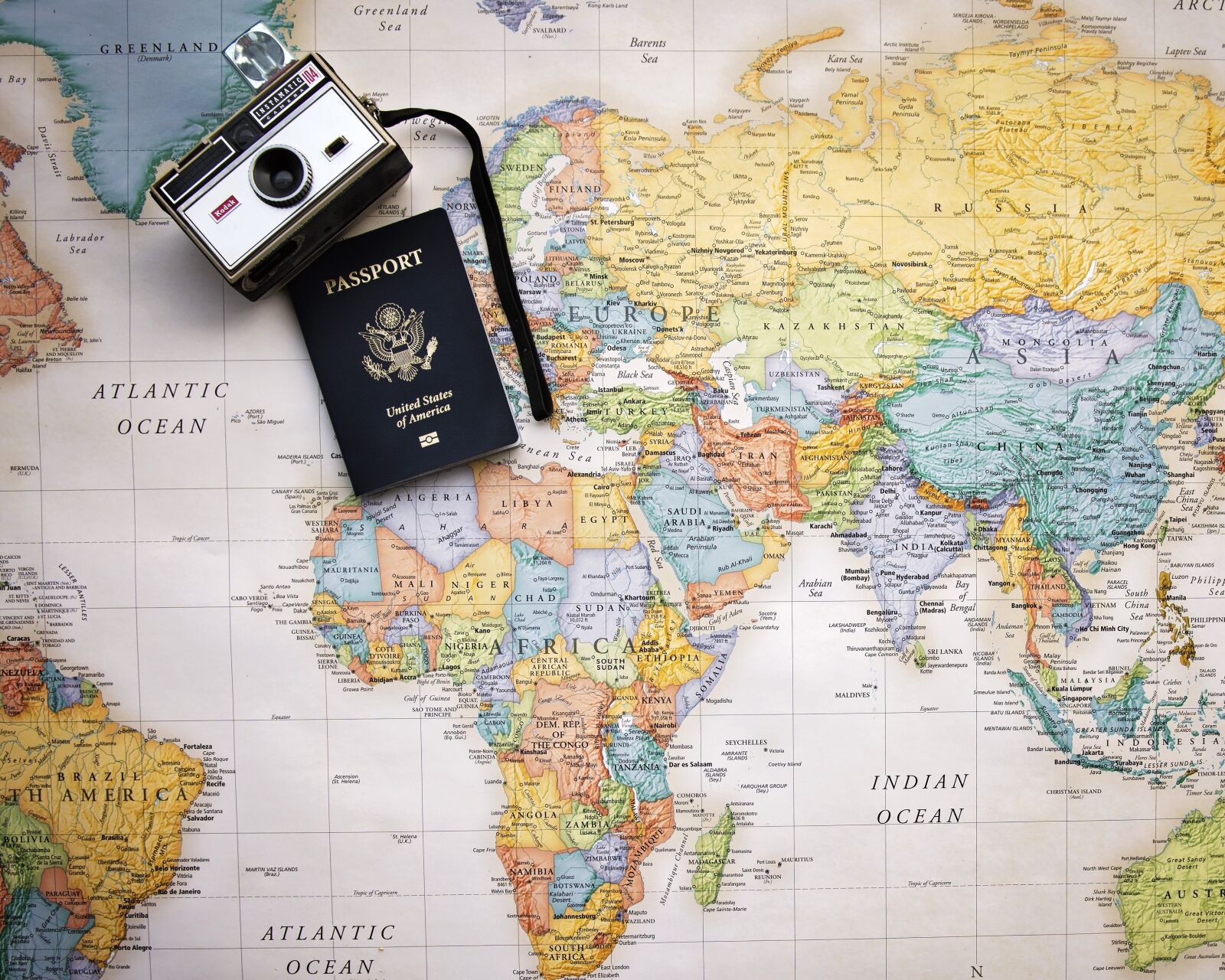 Nikon D810 sample photo. Passport, map, world photography