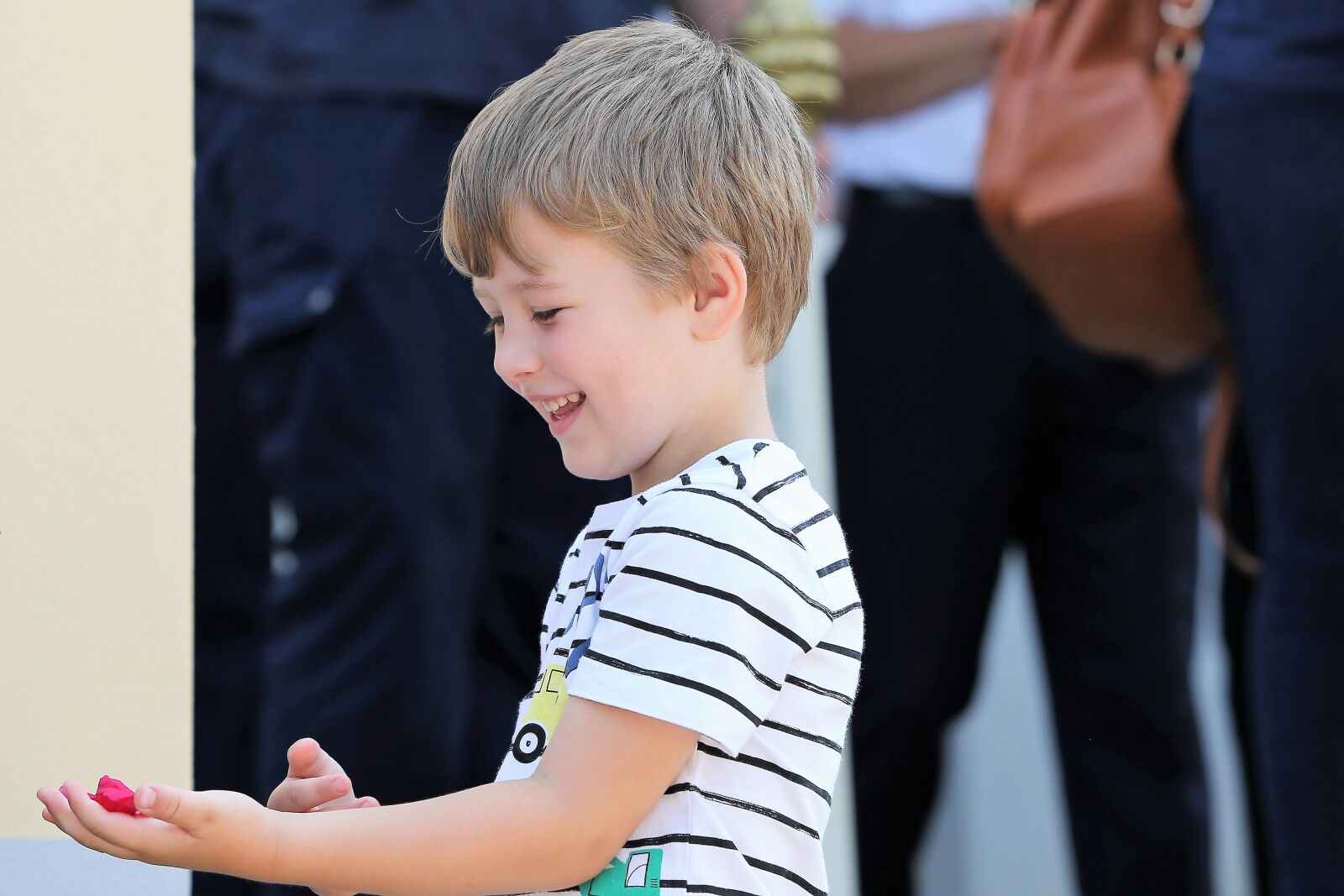 Canon EF 70-300 F4-5.6 IS II USM sample photo. Happy boy, red rose photography