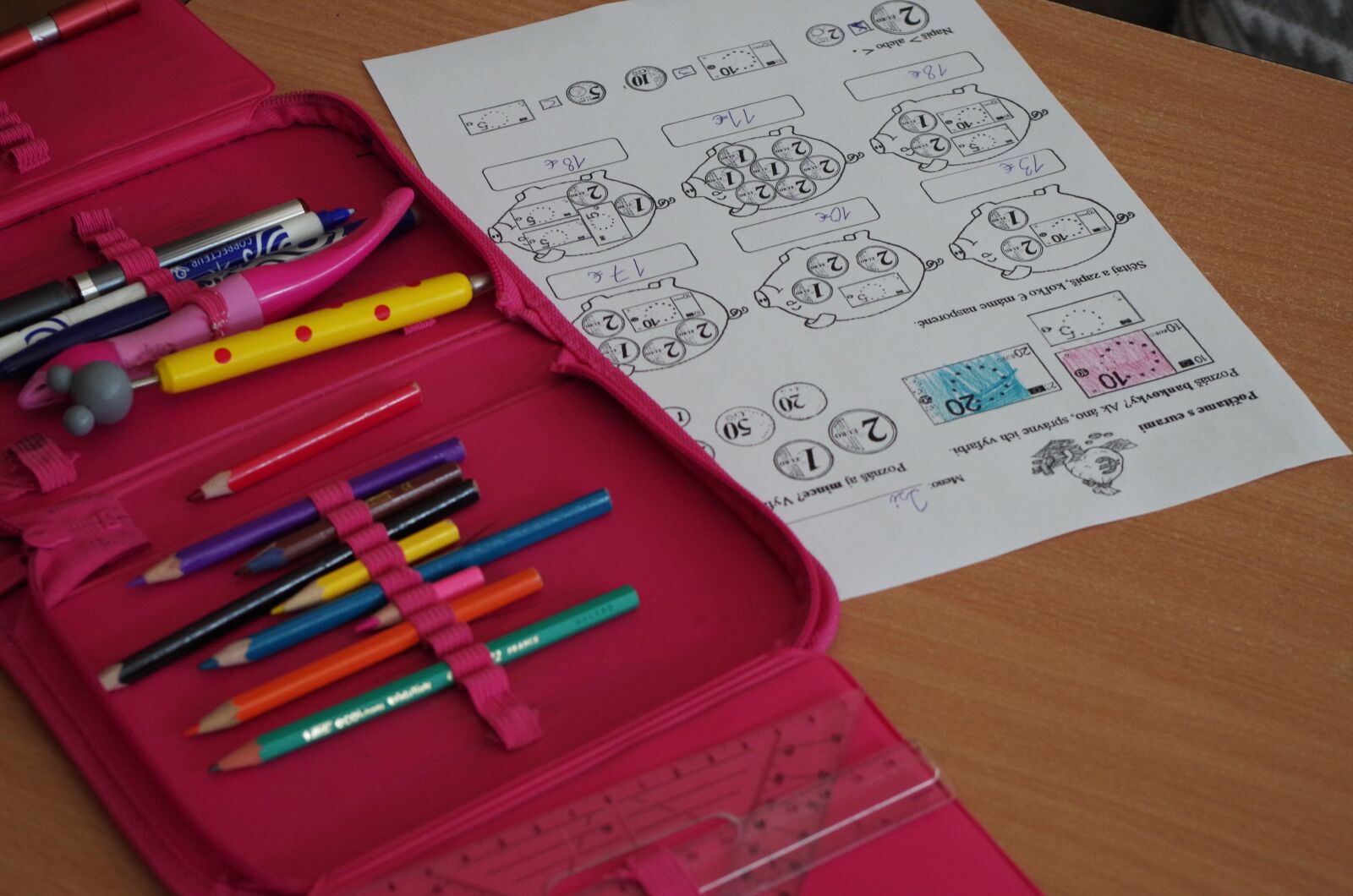 Pentax K-500 sample photo. School, pencil case, paper photography