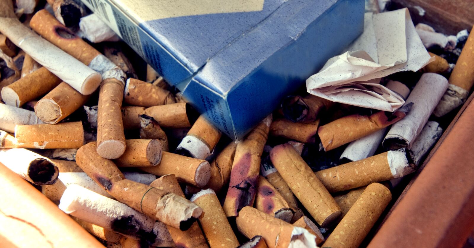 Nikon D300 sample photo. Ashtray, filled, cigarette, butts photography