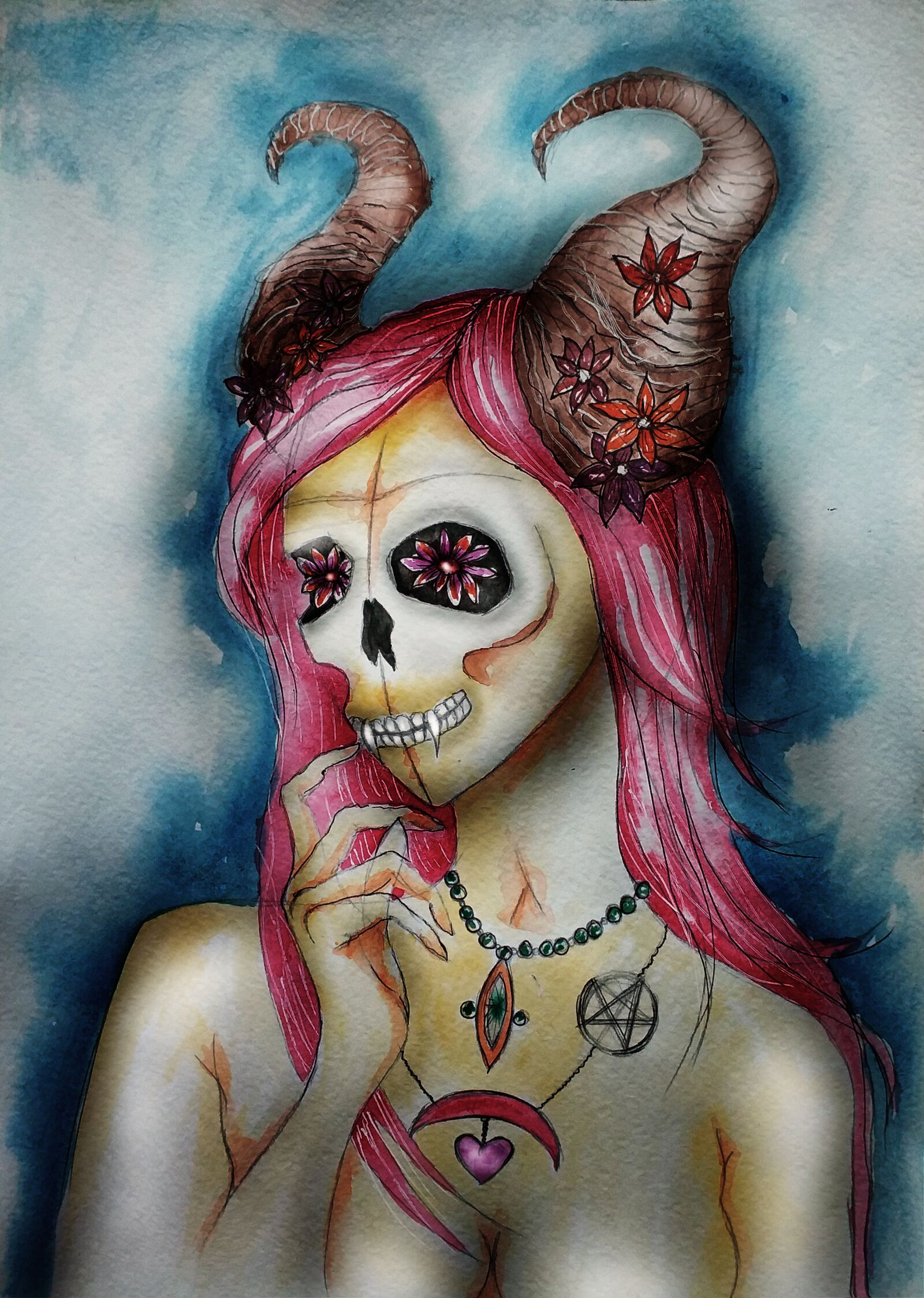 Samsung Galaxy J4+ sample photo. Death, skull, woman photography