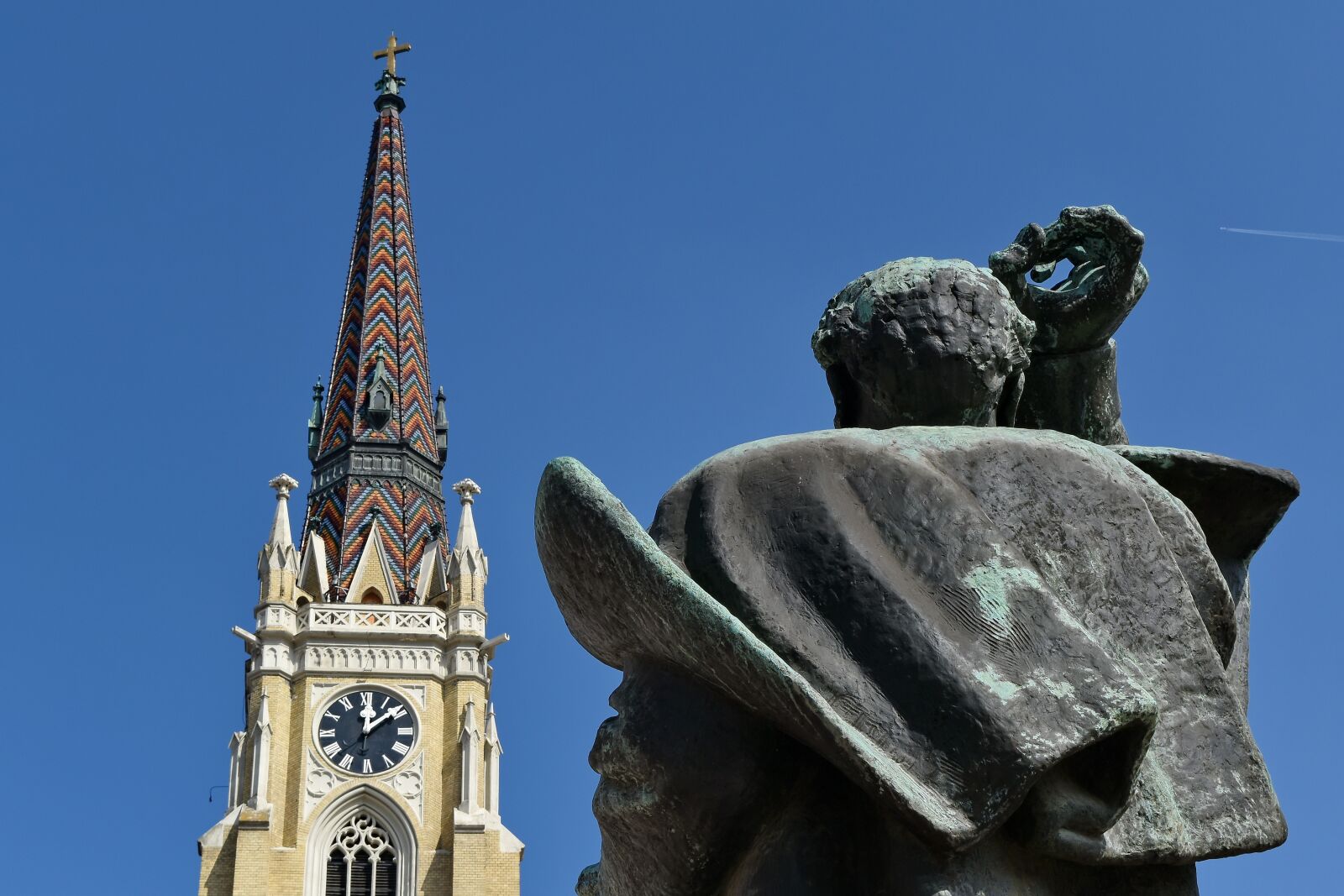 Nikon D5500 sample photo. Church tower, sculpture, street photography