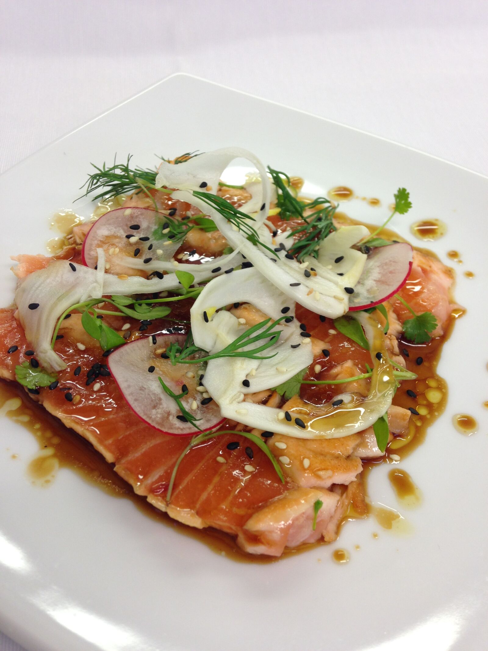 iPhone 5 back camera 4.12mm f/2.4 sample photo. Salmon, seared salmon, pan-seared photography