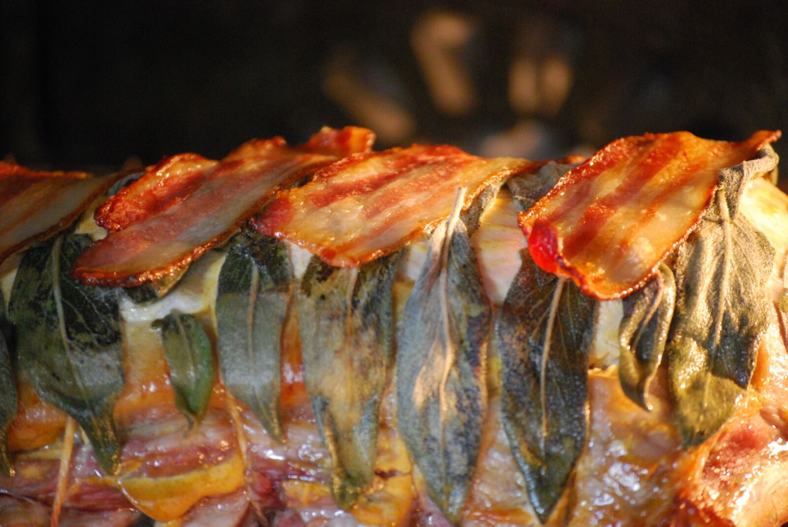 Nikon D60 sample photo. Roasted pork, sage, gourmet photography