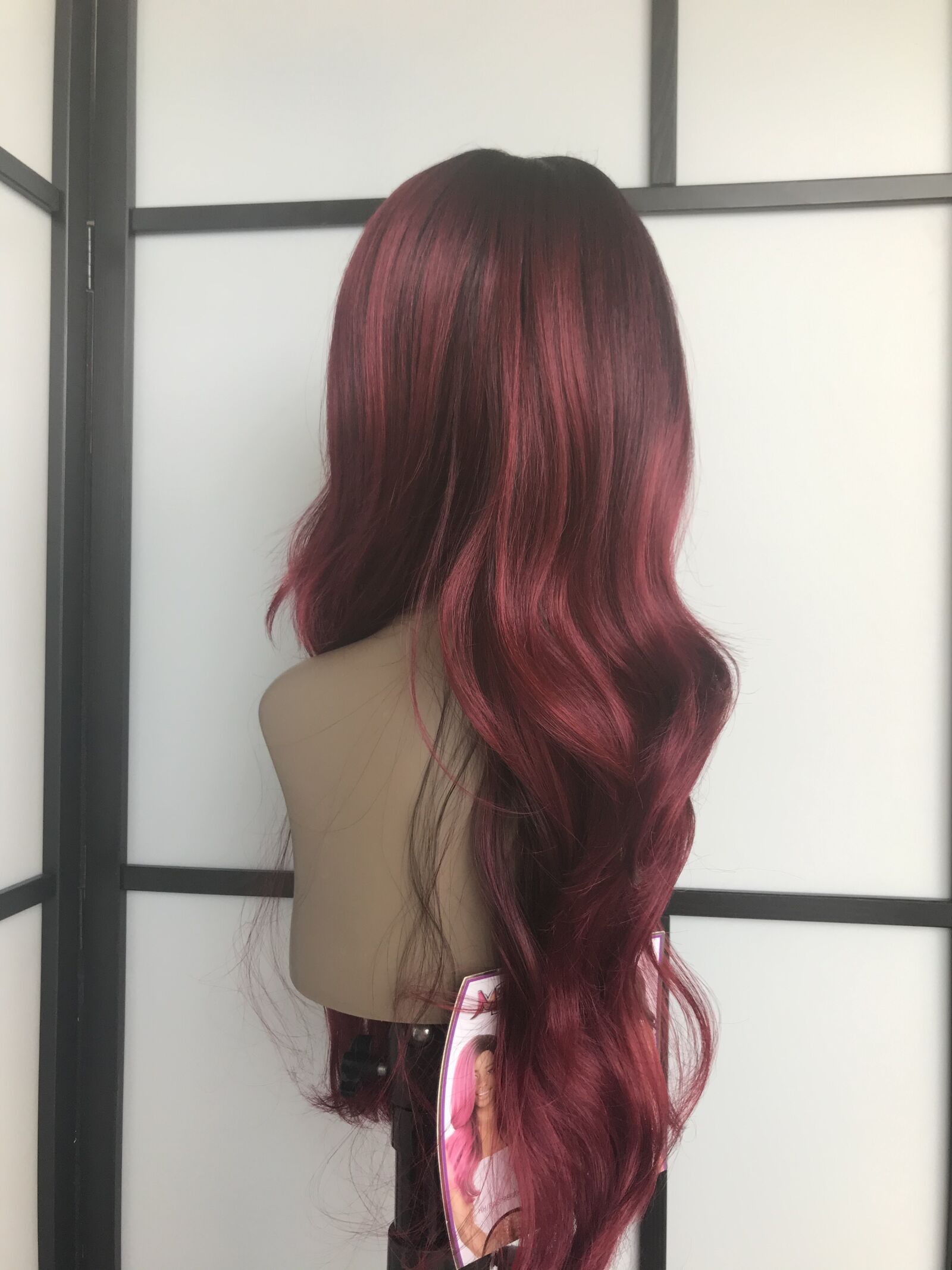 iPhone 7 back camera 3.99mm f/1.8 sample photo. Wig, curls, burgundy photography