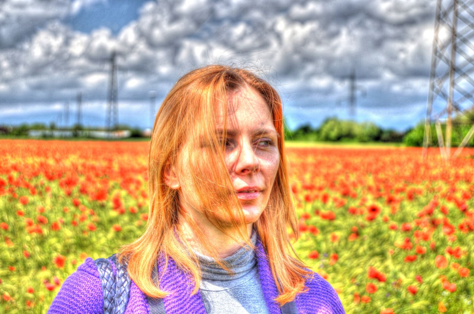 Nikon D5100 sample photo. Girl, clouds, poppies photography