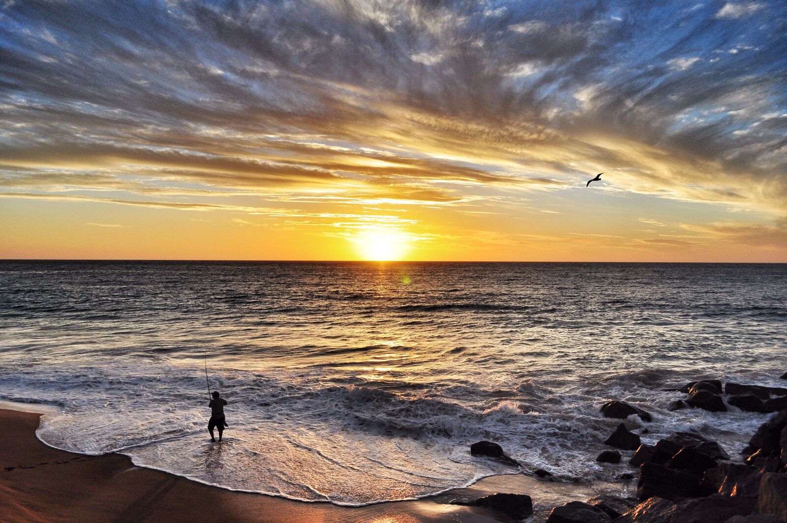 Nikon D90 sample photo. Sunset, fishing, beach photography