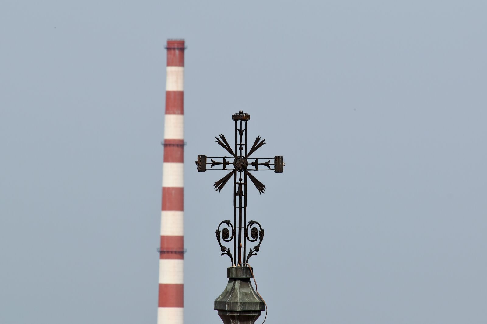 Nikon D5500 sample photo. Church tower, cross, factory photography