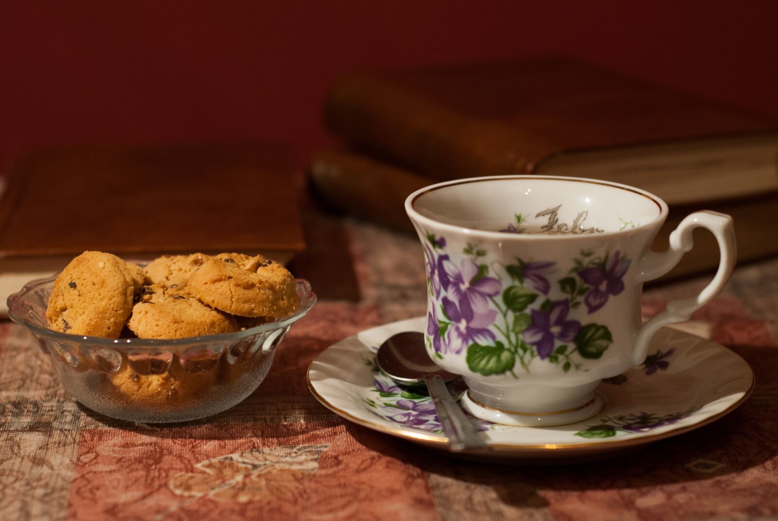 Nikon D3000 sample photo. Tea, cookies, tea time photography
