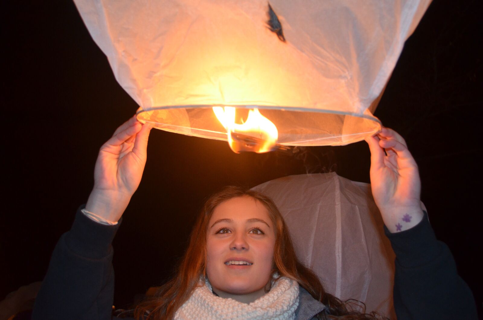 Nikon D5100 sample photo. Wish lantern, winter, lantern photography