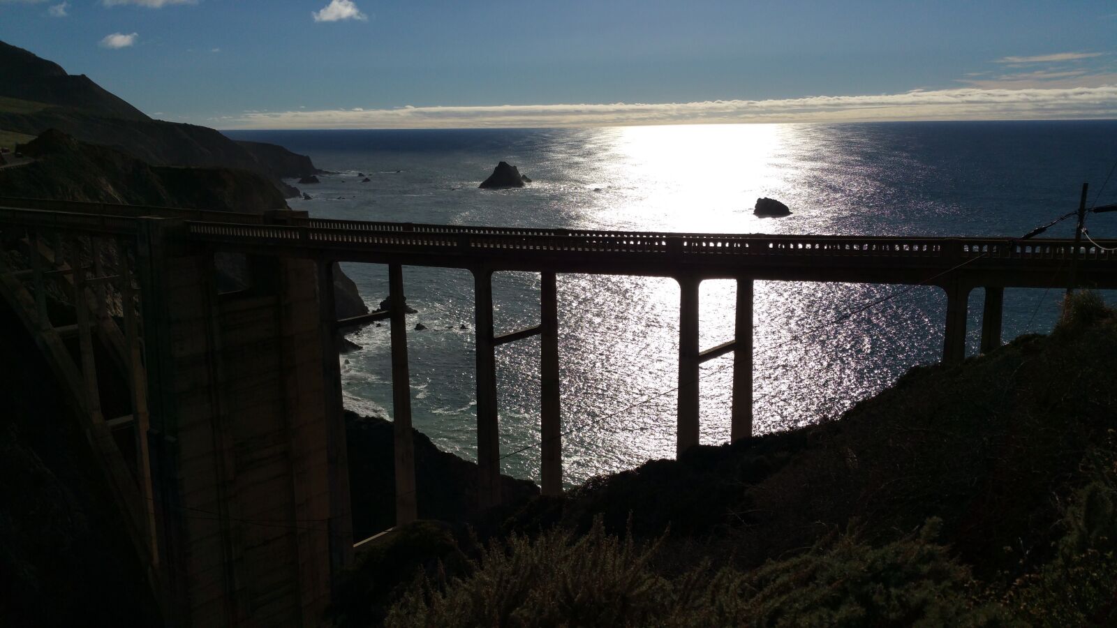 Samsung Galaxy Note4 sample photo. Bixby bridge, sunset, ocean photography