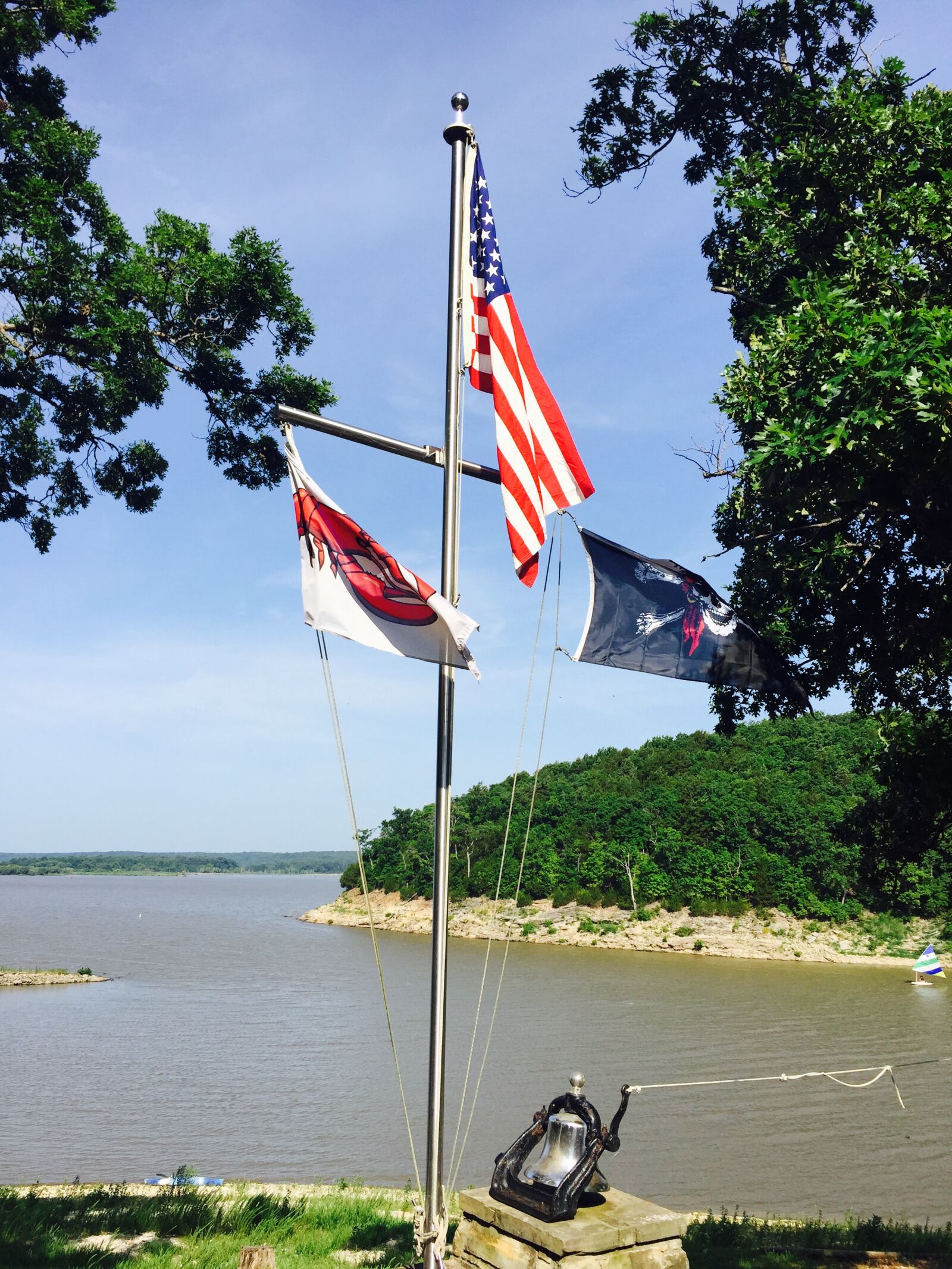 Apple iPhone 6 sample photo. American, flag, lake photography