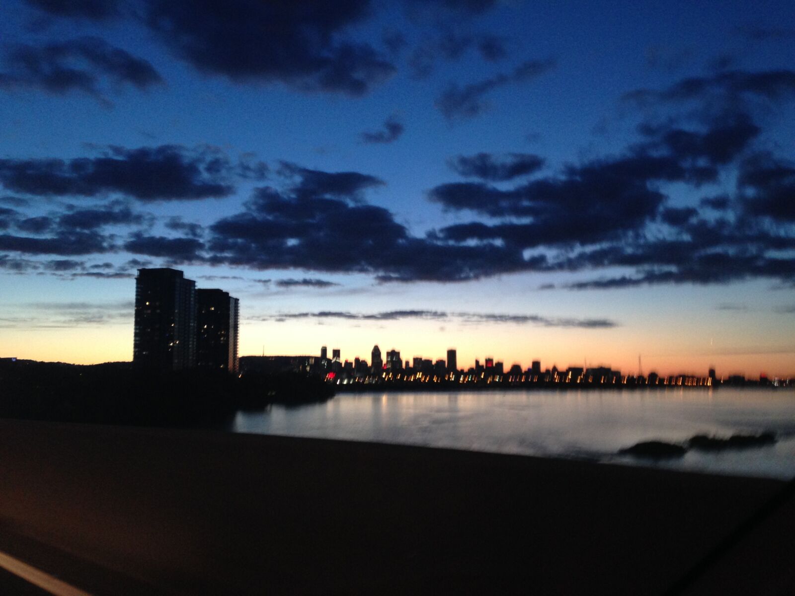 iPhone 5c back camera 4.12mm f/2.4 sample photo. Montreal lake view, sunrise photography