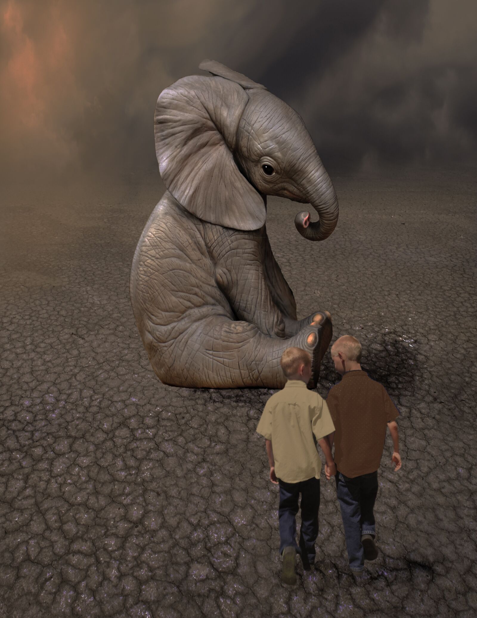 Nikon D60 sample photo. Elephant, boys, mystical photography