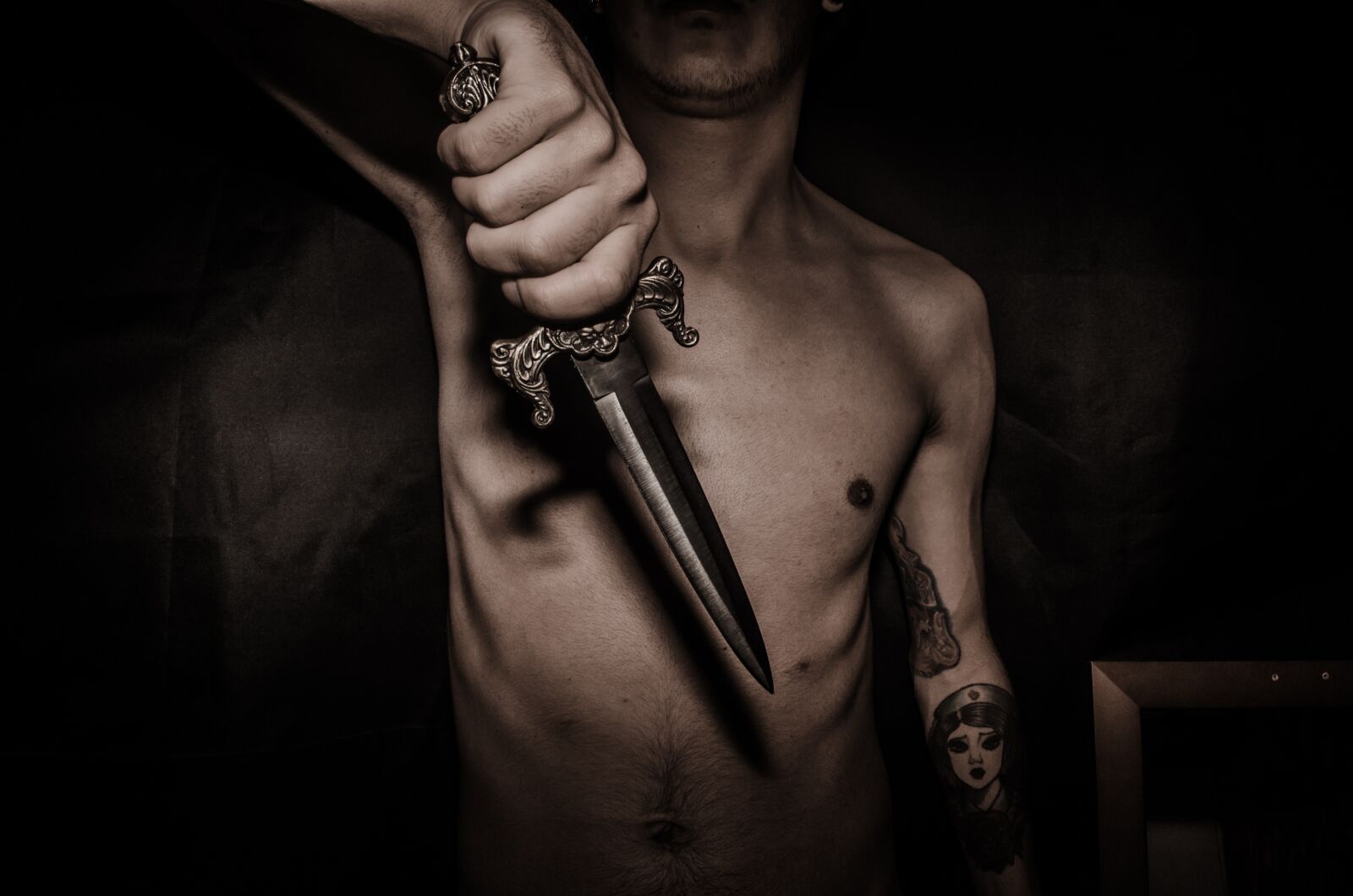 Nikon D5100 sample photo. Dagger, knife, dark photography