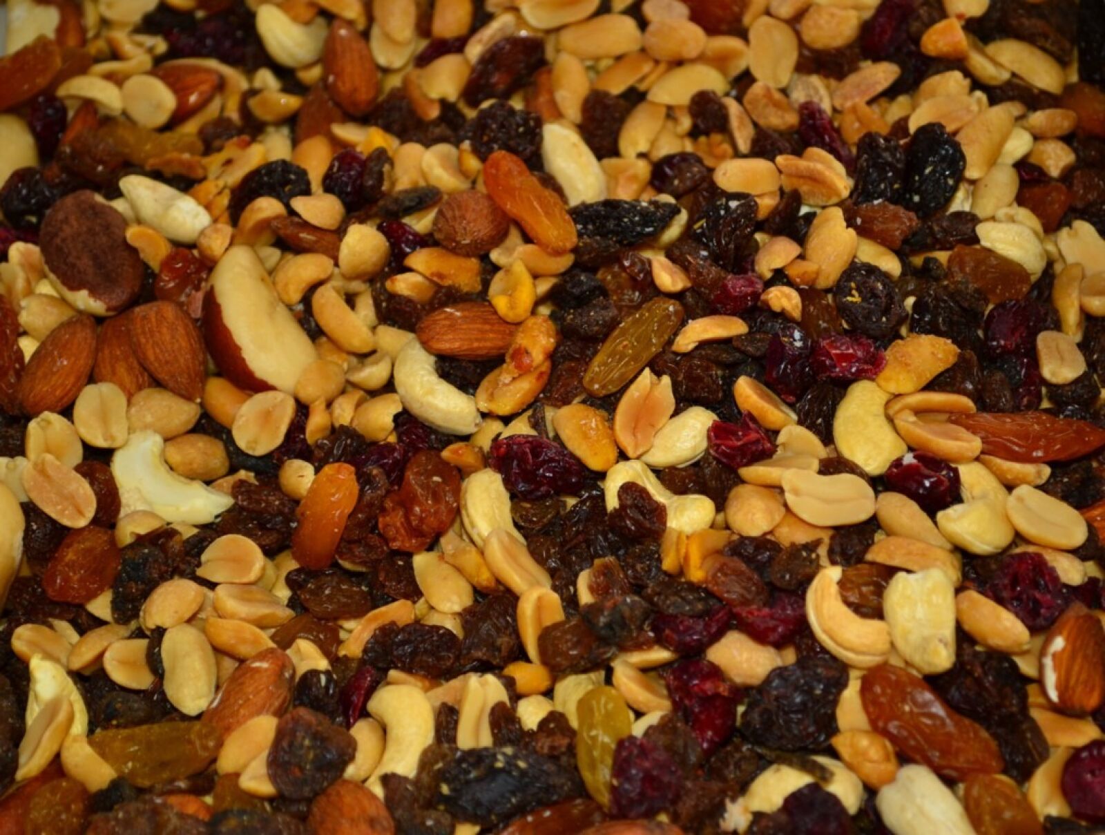 Nikon D3100 sample photo. Trail mix, nuts, raisins photography