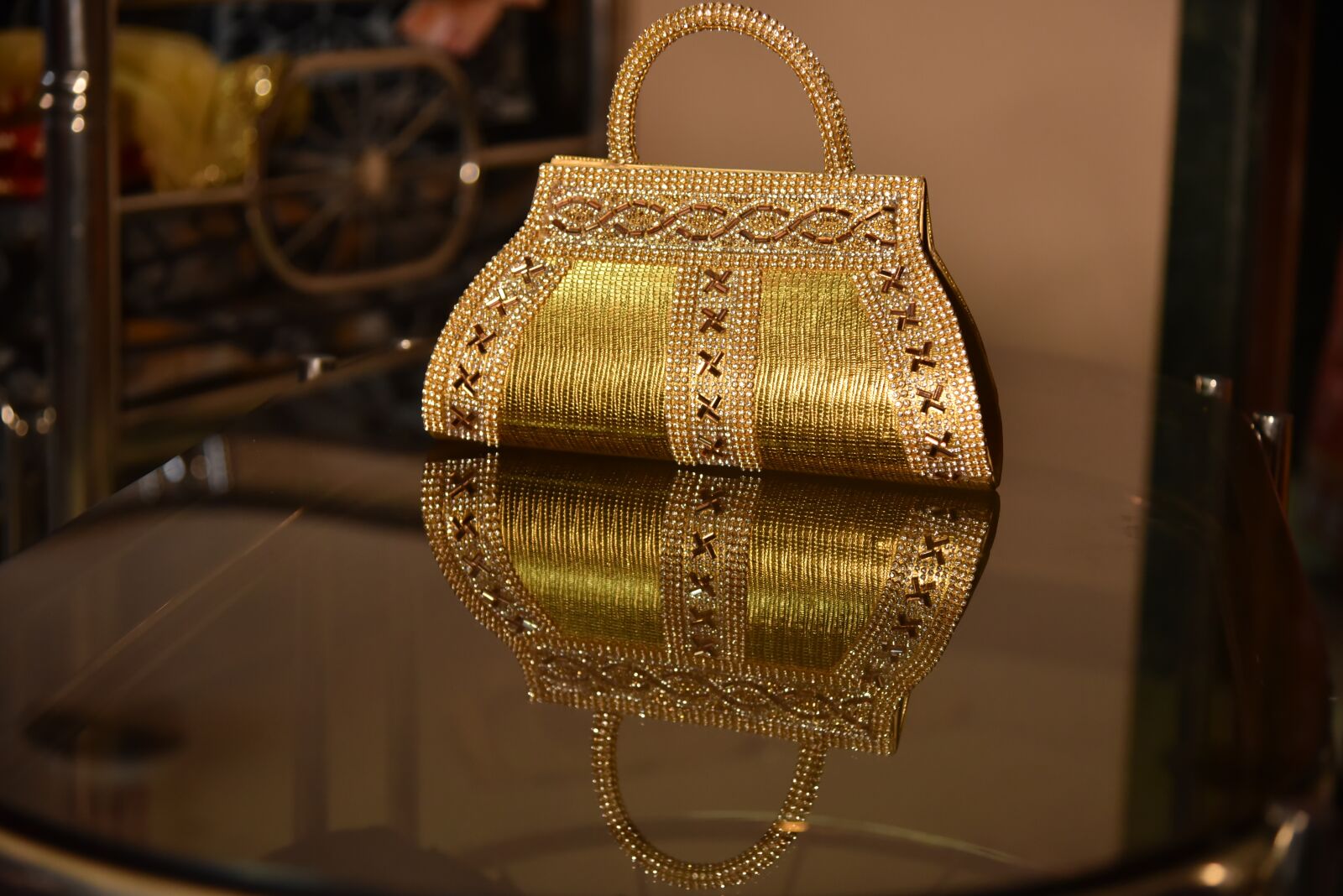 Nikon D750 sample photo. Golden, indian wedding, purse photography