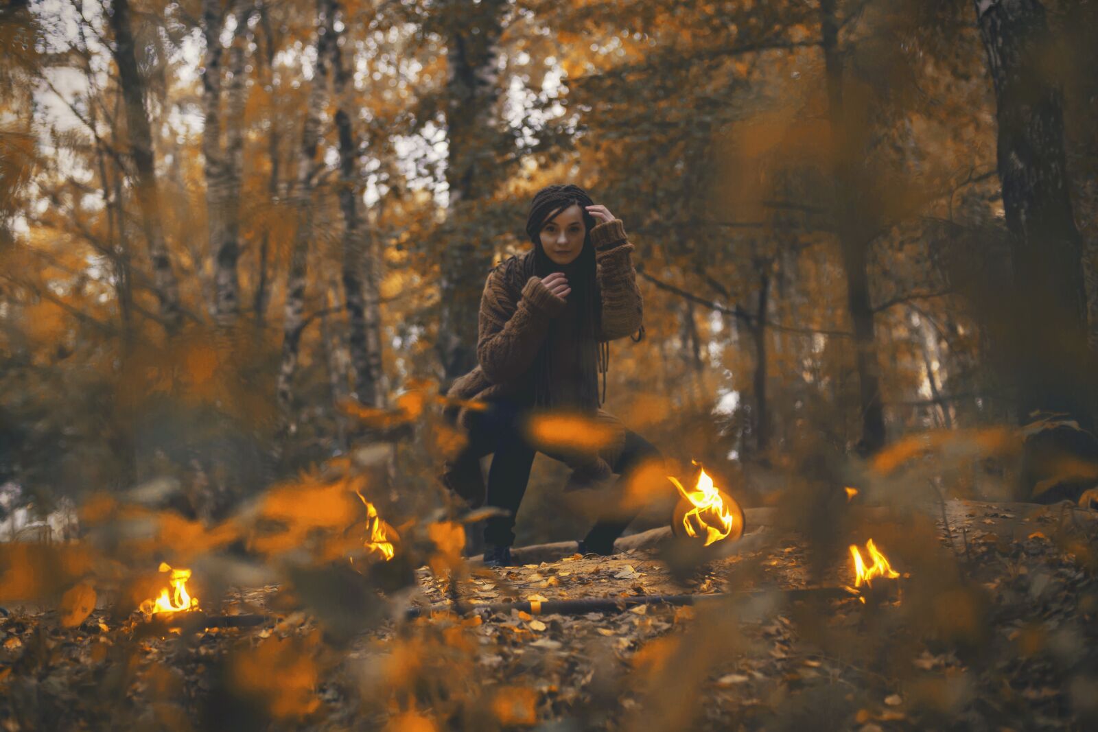 Canon EOS 6D + Canon EF 50mm F1.4 USM sample photo. Fire, autumn, shaman photography