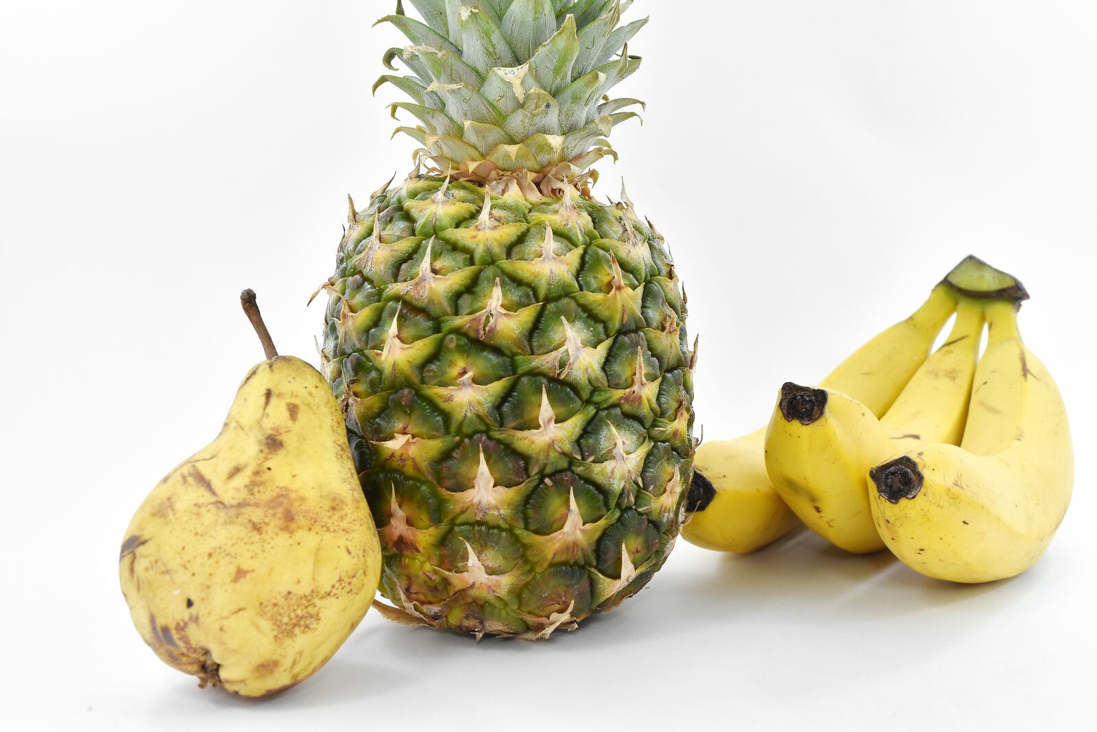 Nikon D5500 sample photo. Banana, pear, pineapple, vegetarian photography